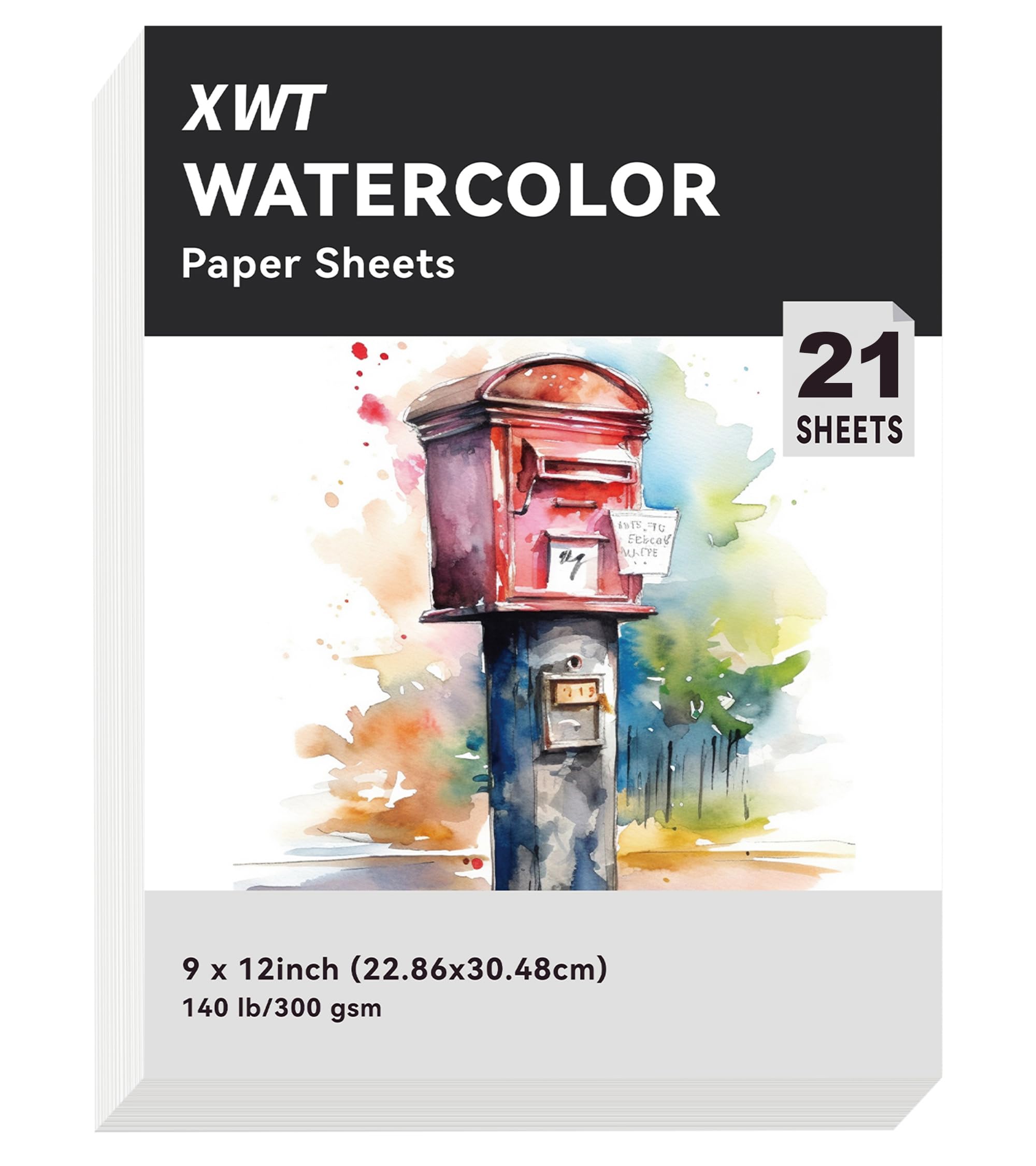 XWT 21 arkuszy papieru akwarelowego luzem, 23 x 30 cm, 63,5 kg/300 g/m², tłoczony na zimno, bezkwasowy, naturalna biel, teksturowane materiały artystyczne, rysunek prezent dla artystów, studentów