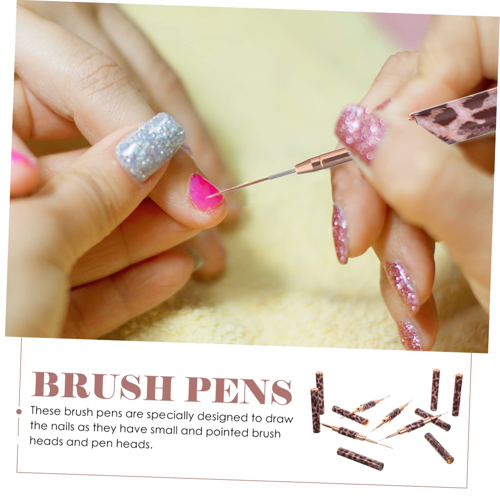 minkissy 8pezzi Pennelli Per Nail Art Pennello Per Disegno Unghie Doppio Estremità Set Professionale Per Manicure e Pennelli Resistenti e Facili Da Usare