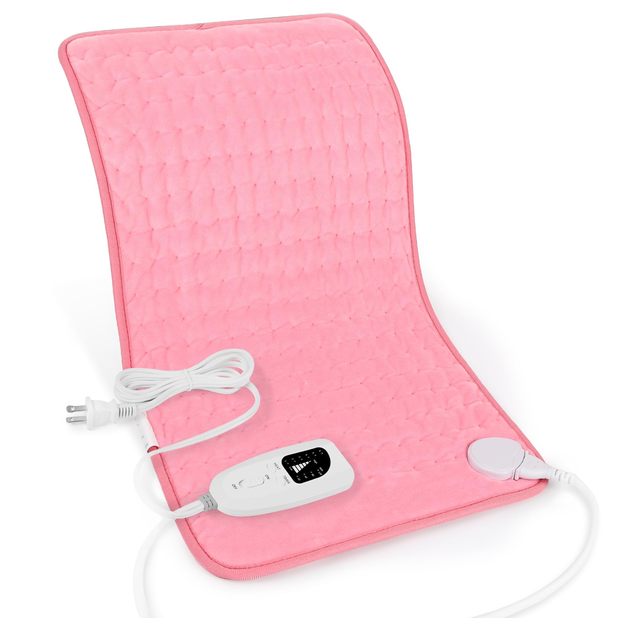 Deepsoon Heating Pad,Electric Heating Pads for Back,Neck,Moist Heating Pad for Abdomen Shoulder Knee Legs,Dry/Moist Heat&amp;Auto Shut Off,Fathers Day Dad Gifts for Men Birthday,BabyPink,24x12 Inch
