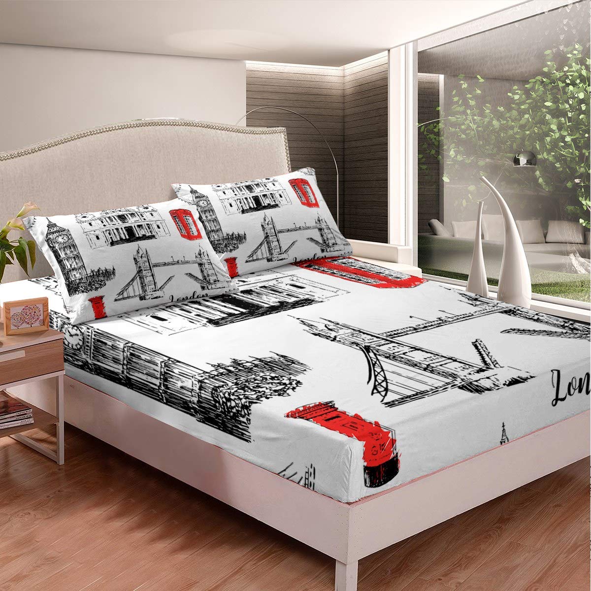 Parure de lit Big Ben et Londres en style urbain britannique pour chambre d'adulte