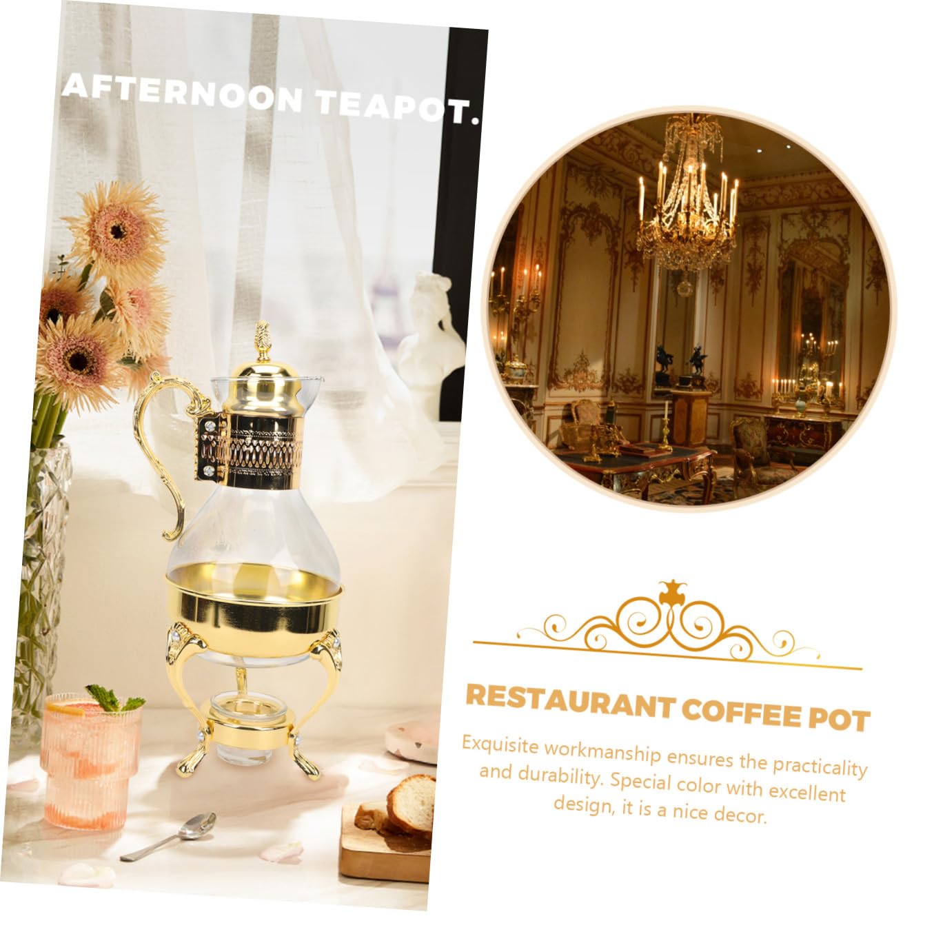 POPETPOP Cafetera de Vidrio Calentable Estilo Europeo Capacidad Grande y Asa Cómoda, Diseño Exquisito para Uso en Hogar y Cafetería