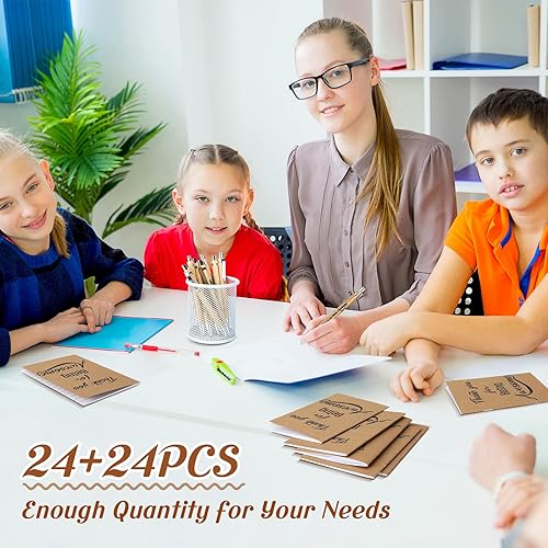 Miniatura 7 de Ctosree 48 piezas de regalos de regreso a clases, bloc de notas de agradecimiento universitario con bolígrafo de bambú, bloc de notas motivacional,