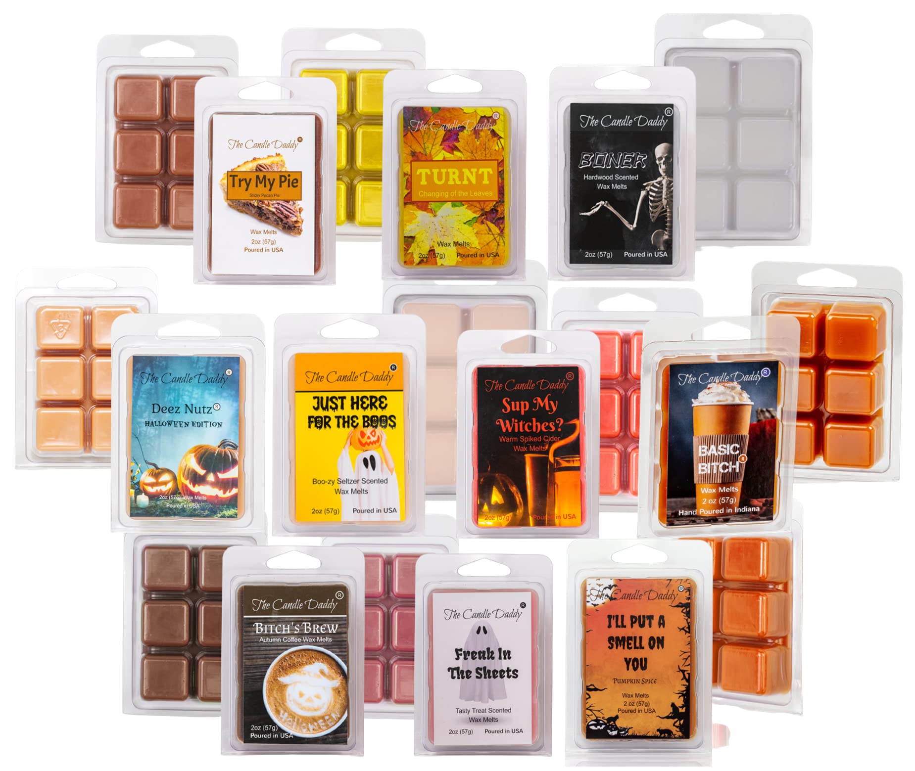 The Candle Daddy Funny Fall 10 Pack - 10 Amazingly Hilarious Autumn Wax Melts - 60 Total Cubes - 20 Total Ounces Home Fragrance
