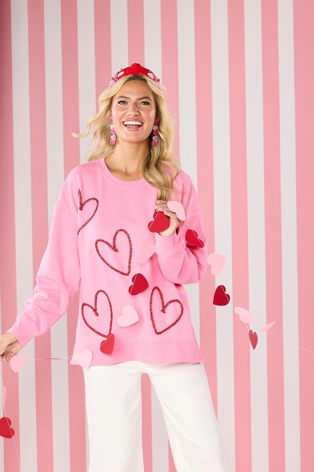 Mud Pie womens Women's Valentine Sprkle Sweatshirt - Image 5
