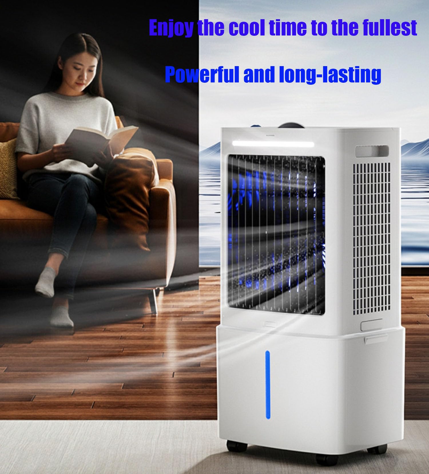 Condizionatore Portatile Caldo e Freddo 4 in 1 con Raffreddamento Riscaldamento Ventola modalità Notturna Raffreddatore d'Aria con 12H Timer Display LED Telecomando Ventilatore Aria Fredda