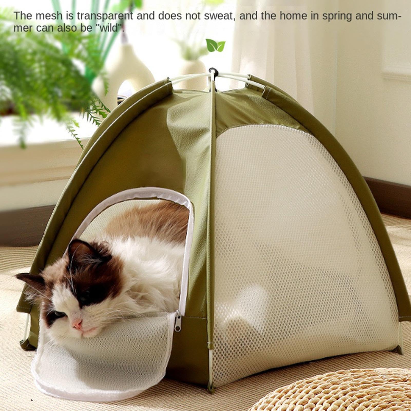 Tienda para Mascotas Una Casa Plegable Transpirable Con Malla | Tienda de Juego con Puerta Cremallera Para Apartamento, Dormitorio, Patio, Balcón, Porche, Hogar Y También Habitación