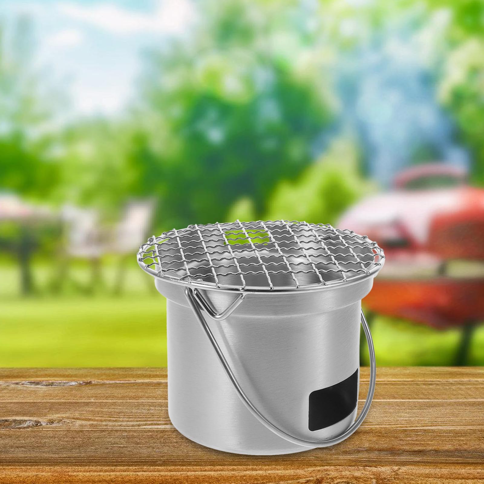 Gatuida Piccola griglia: piccola griglia per barbecue in acciaio inossidabile per tavolo da picnic da campeggio all'aperto - stufa portatile per barbecue a carbone per picnic in giardino