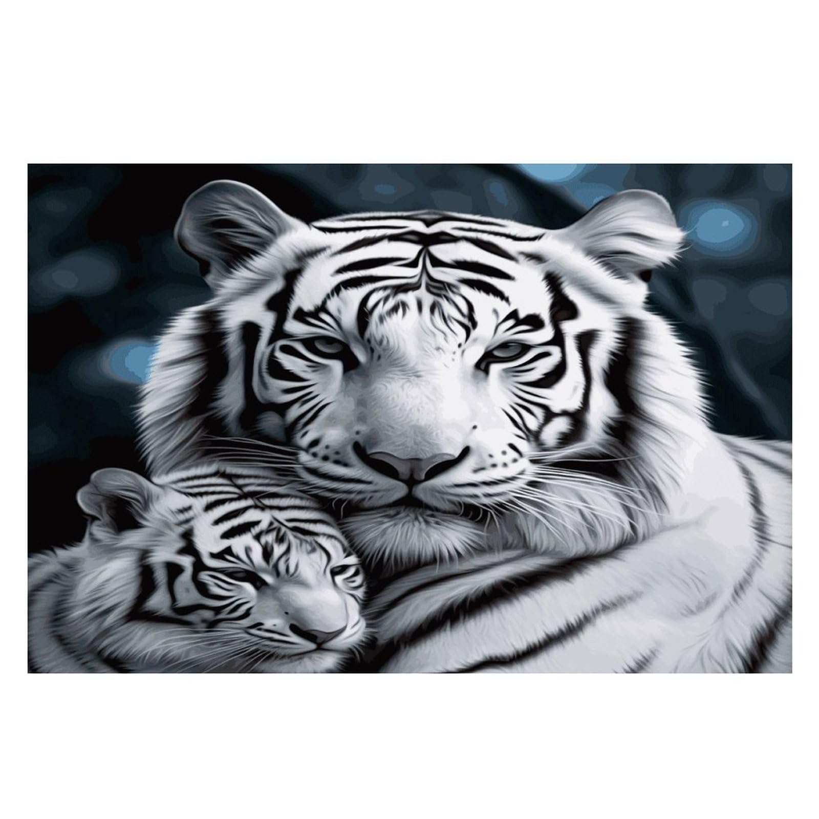 White Tiger Placemats Wipeable Heat Resistant Table Mats Washable Flax Place Mats Elegant Cloth Non-Slip Placemat for Kitchen Dinning Party Table Decor 12 * 18 in
