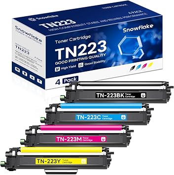 TN-223 TN223 BK/C/M/Y Toner Cartridge 4 Pack Compatible TN223 Black Cyan Magenta Yellow Toner Cartridges Set Replacement for Brother TN223 TN-223 MFC-L3710CW MFC-L3770CDW MFC-L3750CDW