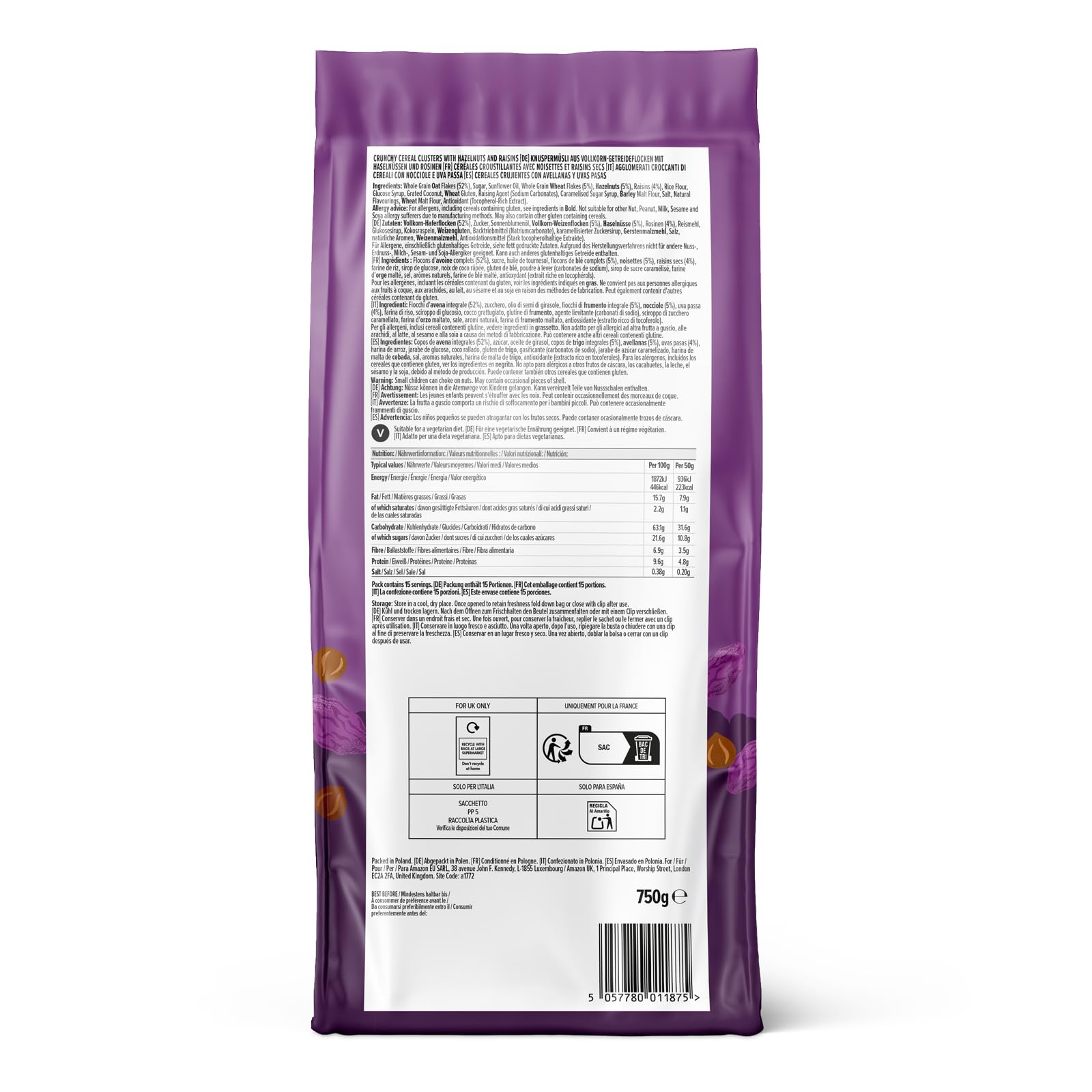 Granola Con Fruta Y Frutos Secos by Amazon, 750g
