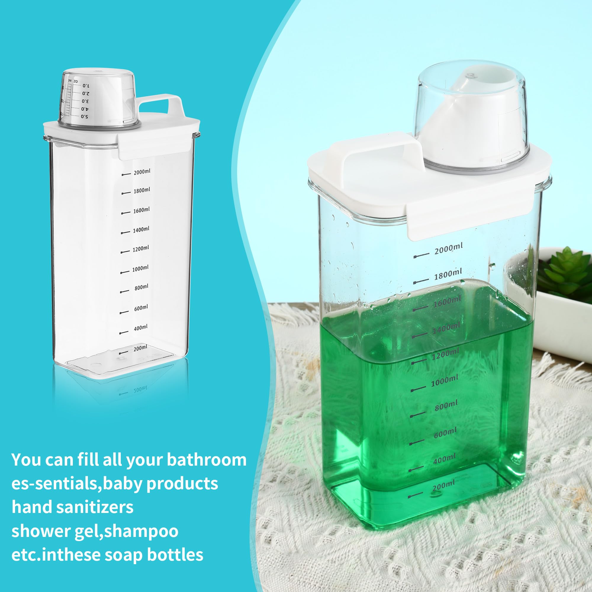 HAOYULUO Dispenser Detersivo Lavatrice,Dosatore Detersivo Lavatrice con Misurino, Contenitore per Detersivo in Polvere, Riutilizzabile, Può Essere Utilizzato per Conservare gli Alimenti (2300ML)