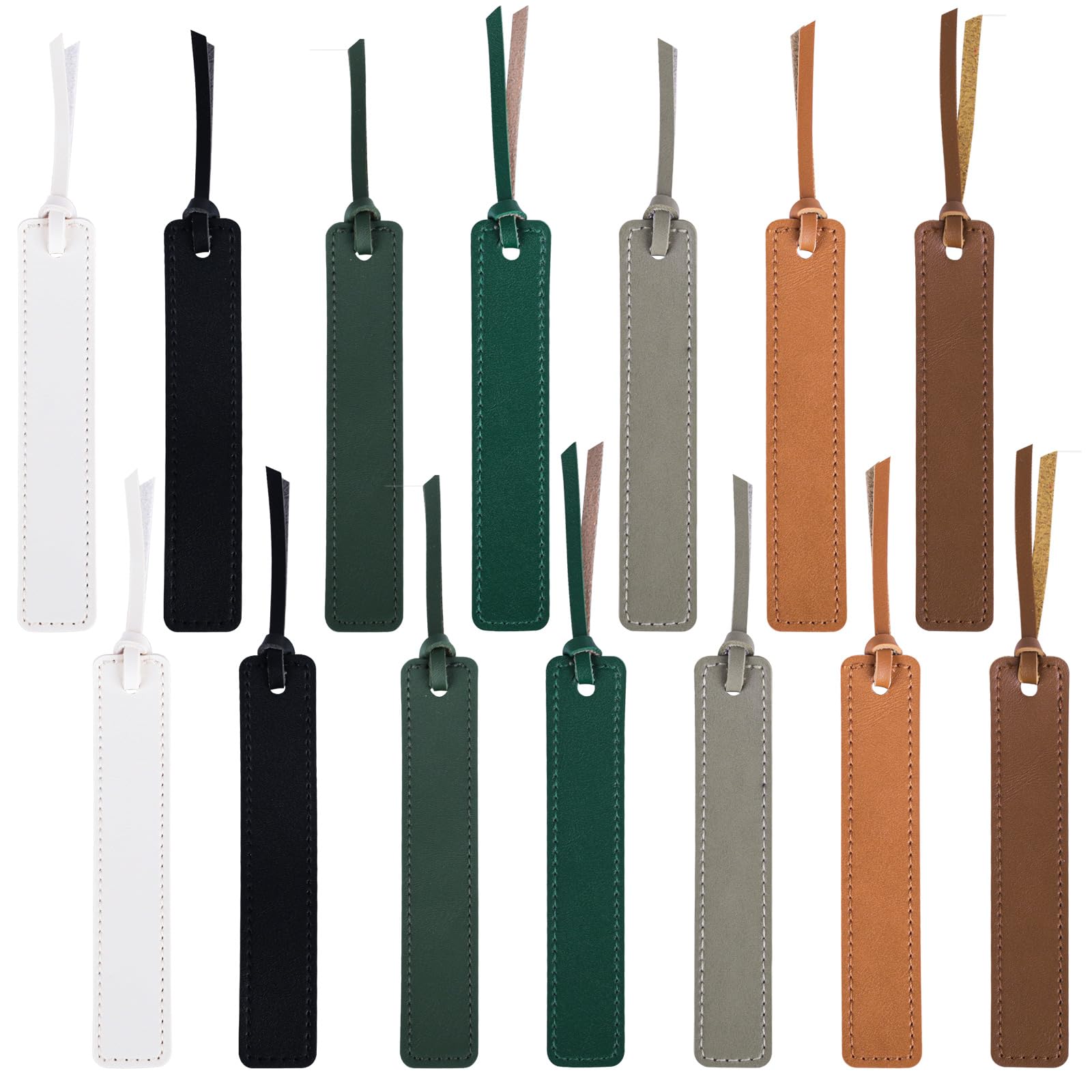 Realand 14 Pack Leather Bookmark Set, Book Marks for Book Lovers with Leather Rope, Gifts for Reading Men & Women (7 Colors B)