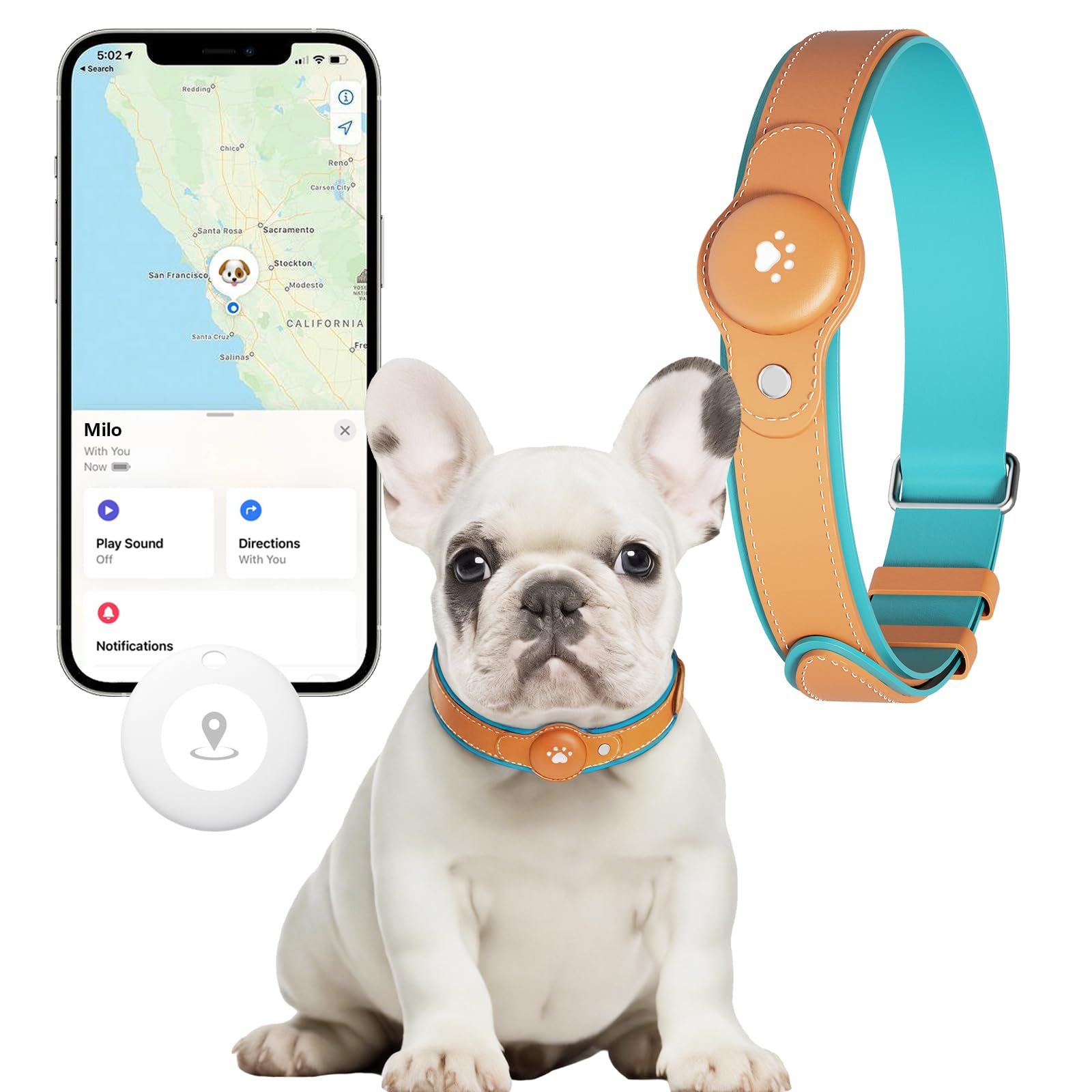 Photo 1 of 2-in-1 GPS Tracker for Dogs: Smart Collar with Real-Time Location, No Monthly Fee, Unlimited Range (iOS Only) GPS Tracker Dog Collar- Ideal for Small, Medium Large Dogs(Tracker Included) (Brown)