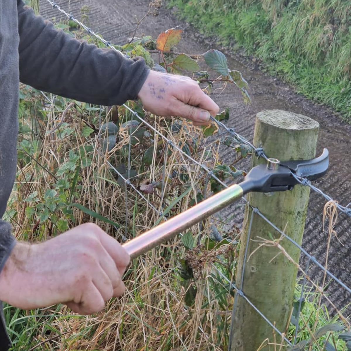 Herramienta tensora de alambre de púas, tensor y extractor de alambre duradero para valla agrícola, mantenimiento de vallas de rancho, fácil de usar, diseño resistente