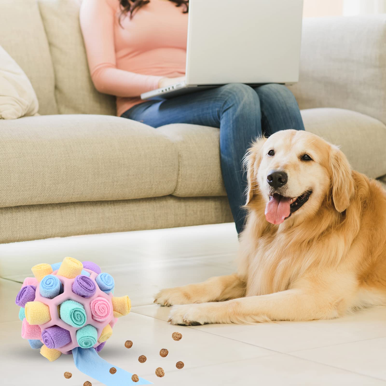 Palla Snuffle Per Cani - Gioco Interattivo Con Nascondiglio Per Snack | Anti Stress E Addestramento Al Fiuto - Foto 6