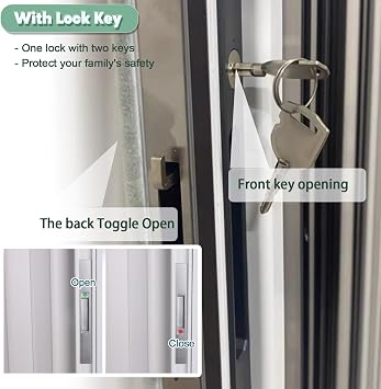 Waterproof Accordion Door - Clear Acrylic Panels Custom Sizes Lockable Sliding Folding Door for Kitchen Balcony Storefront Room Divider (32x80in/81x203cm)