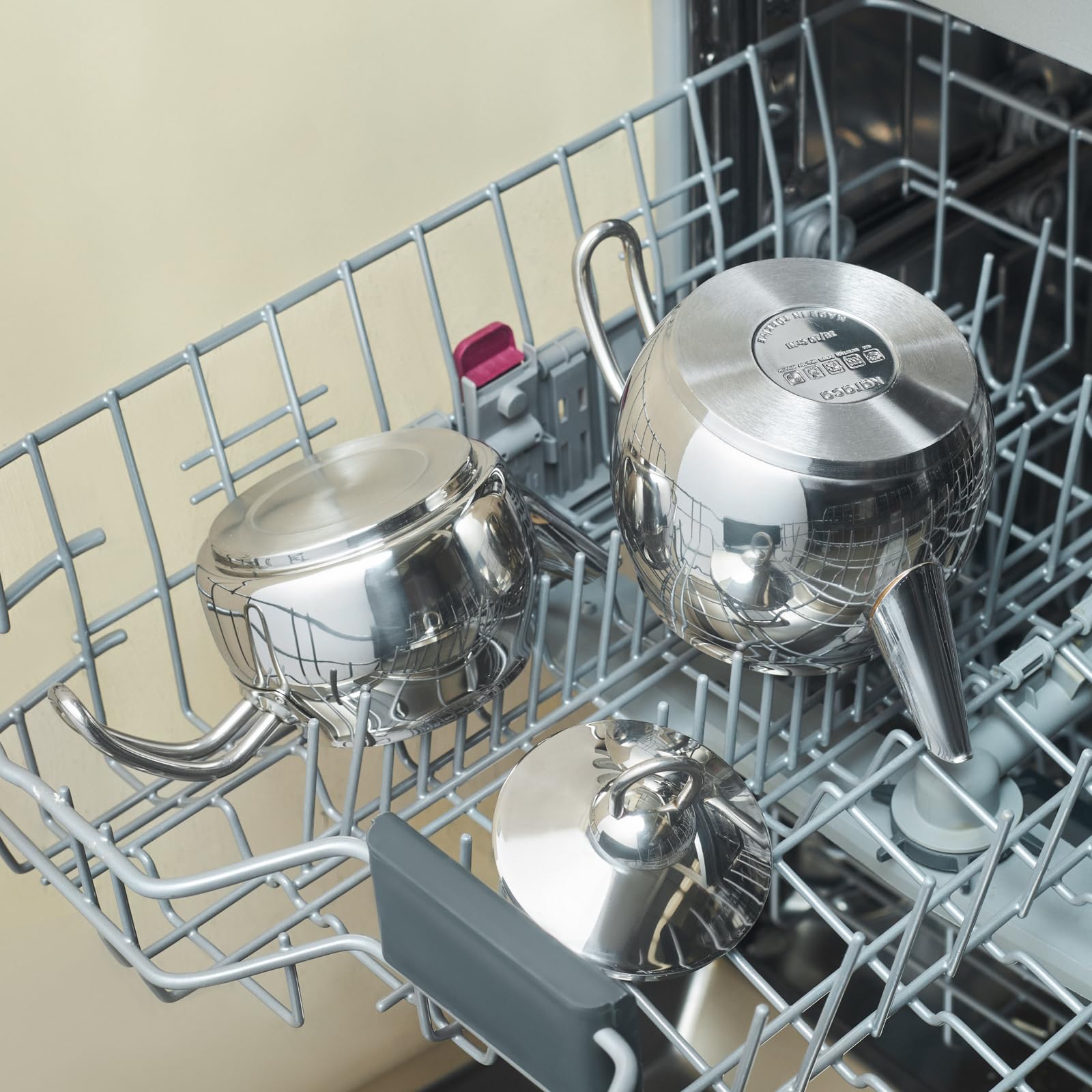 Karaca Adelya Caydanlik - Mini teiera turca in metallo da 0,65 l + coperchio e abbeveratoio da 1,1 l in acciaio inox, lavabile in lavastoviglie