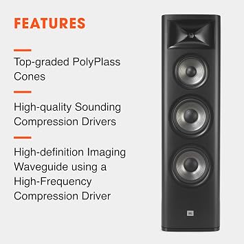 JBL Studio 698, Dark Wood - Floorstanding Loudspeaker - with 2414H-1 Compression Driver, High-Definition Imaging Horn, 6 Midrange Driver & Dual 8 PolyPlas Cone Woofers