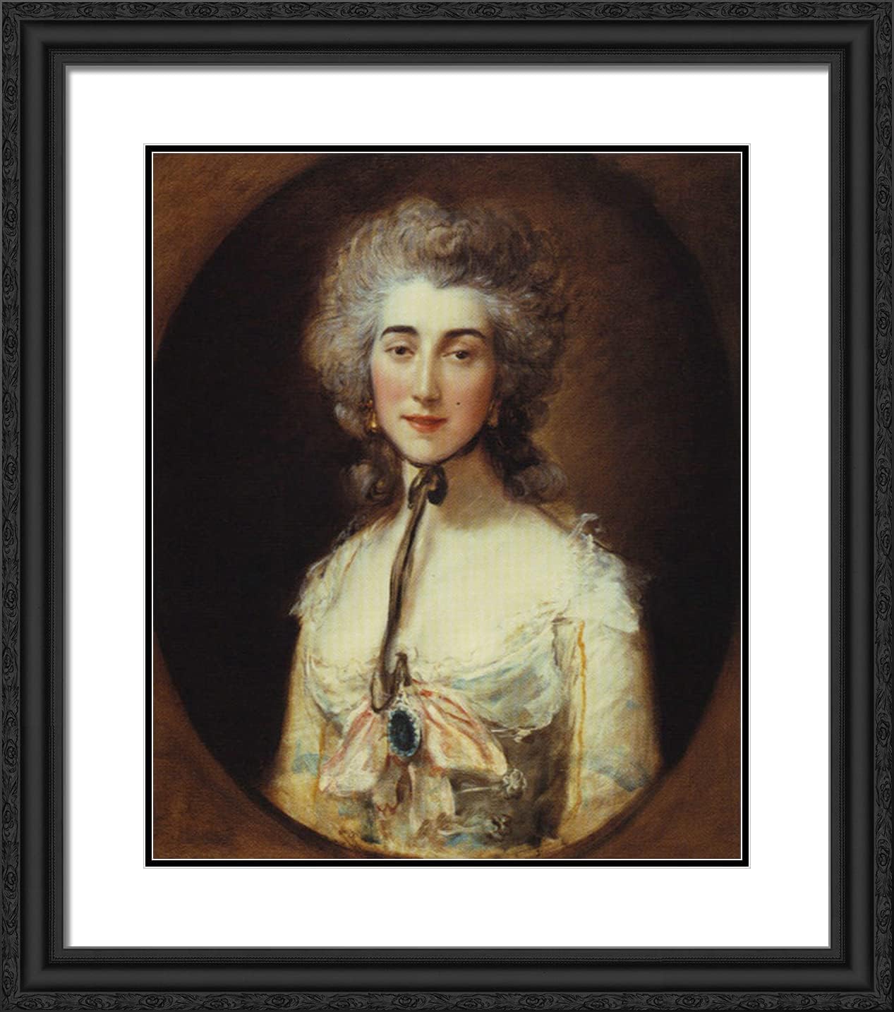 ArtDirect Gainsborough, Thomas 20x22 Gold Ornate Framed Art Print with Double Matting Titled: Portrait of Grace Dalrymple Elliott