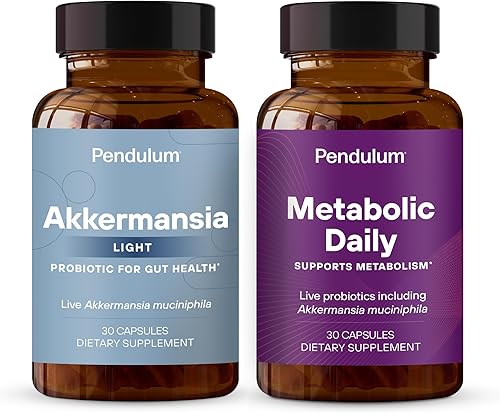 Miniatura 1 de Pendulum Akkermansia Light & Metabolic Daily Bundle - Suplementos probióticos vivos que fortalecen el revestimiento intestinal, apoyan la producción