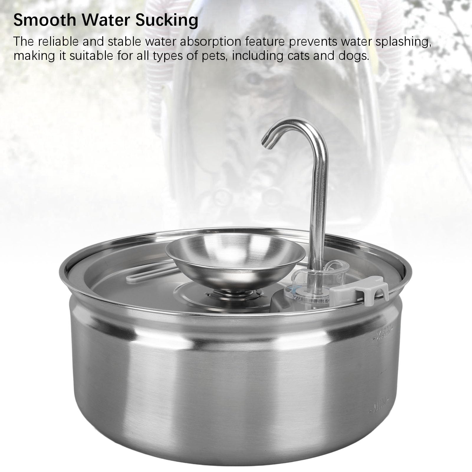 Fuente de Agua para Gatos de Acero Inoxidable, Dispensador Automático de Agua para Mascotas de 3,2 L con Ventana, Dispensador Automático de para Perros, Bomba de