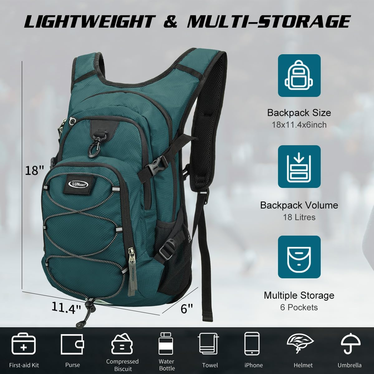 Hydration Backpack with 3L Water Bladder, Insulated Running Hydration Pack Hydropack, Lightweight Water Backpack for Hiking Cycling Camping Biking for Men Women