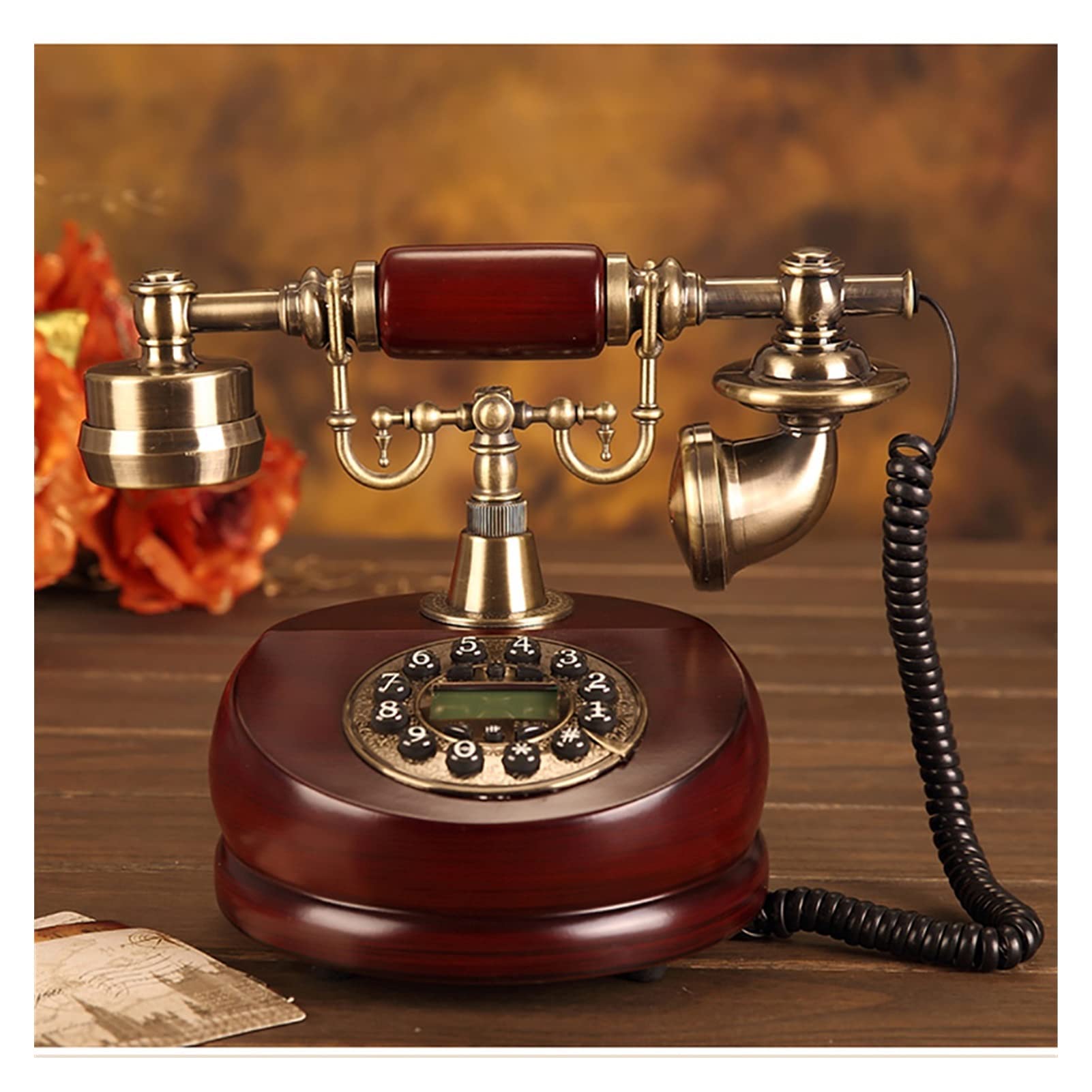 Telefono Fisso retrò ， Telefono Fisso con Tasti digitali in Resina con Filo for casa e Ufficio
