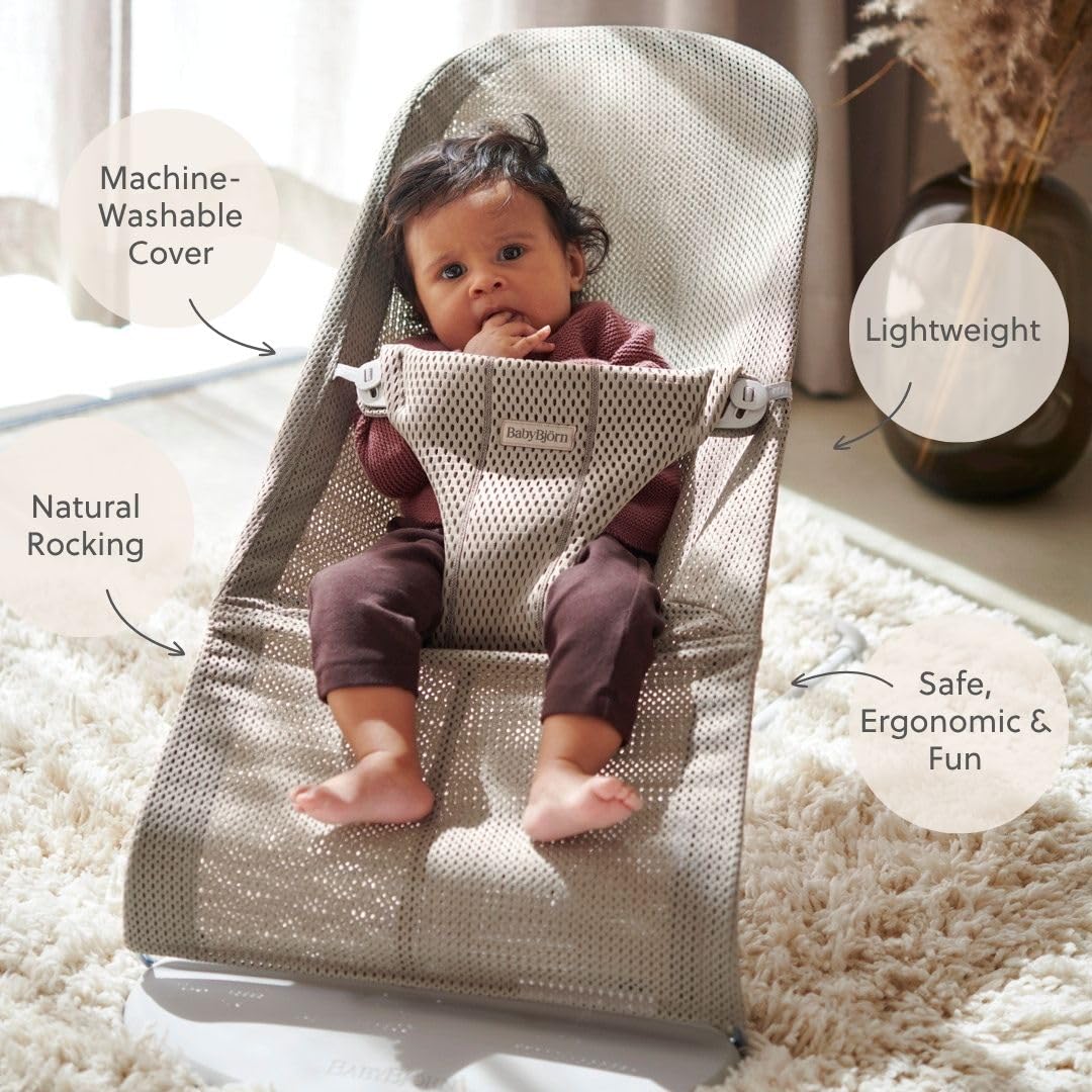 Amazon.com : BabyBjörn Bouncer Bliss, Mesh, Gray Beige 2-in-1