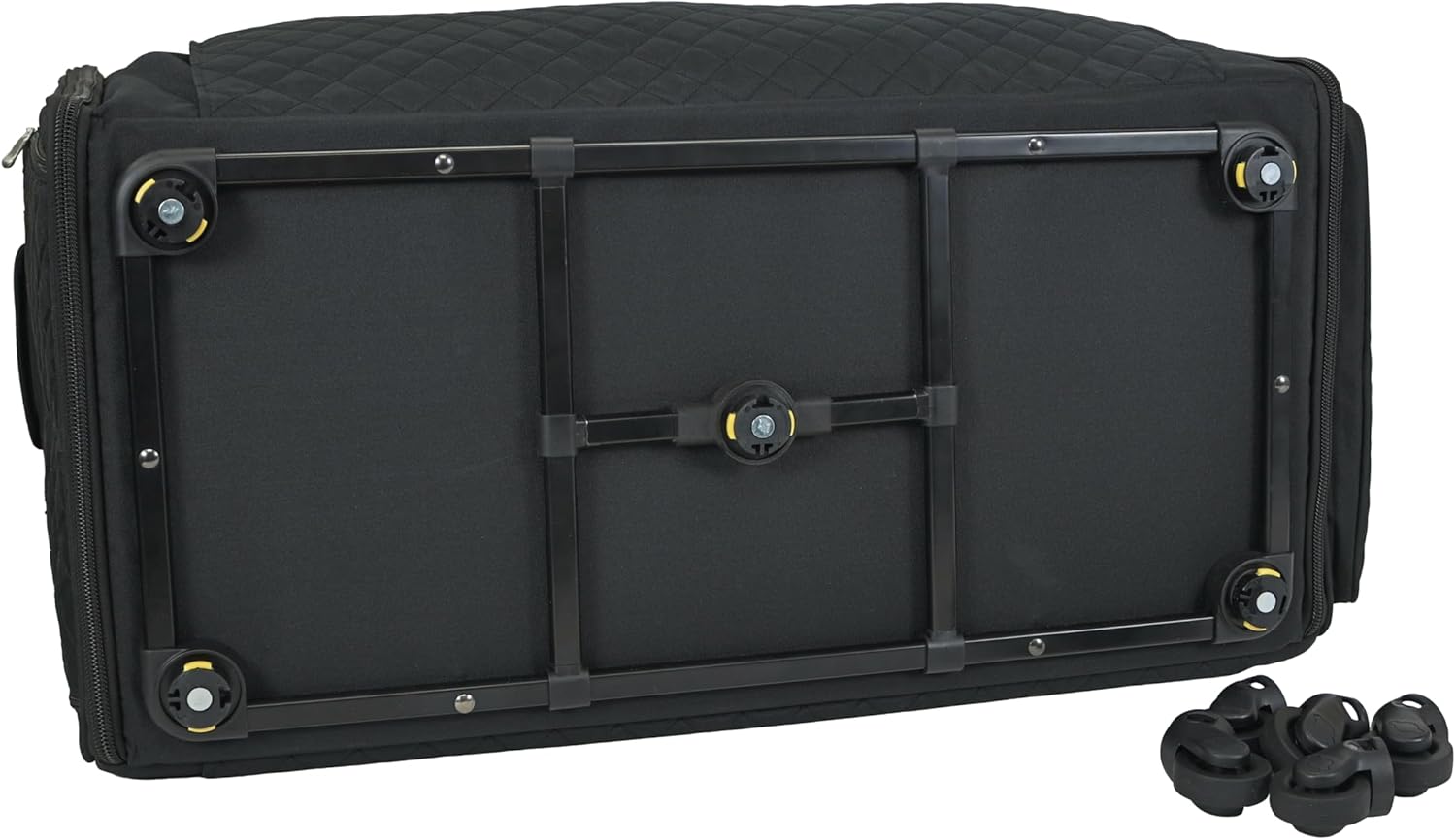 Everything Mary Jumbo Rolling Sewing Machine Case – Black Quilted Organizer with 5 Heavy-Duty Wheels – Compatible with Large Brother & Singer Sewing Machines – Durable Tote - Image 8