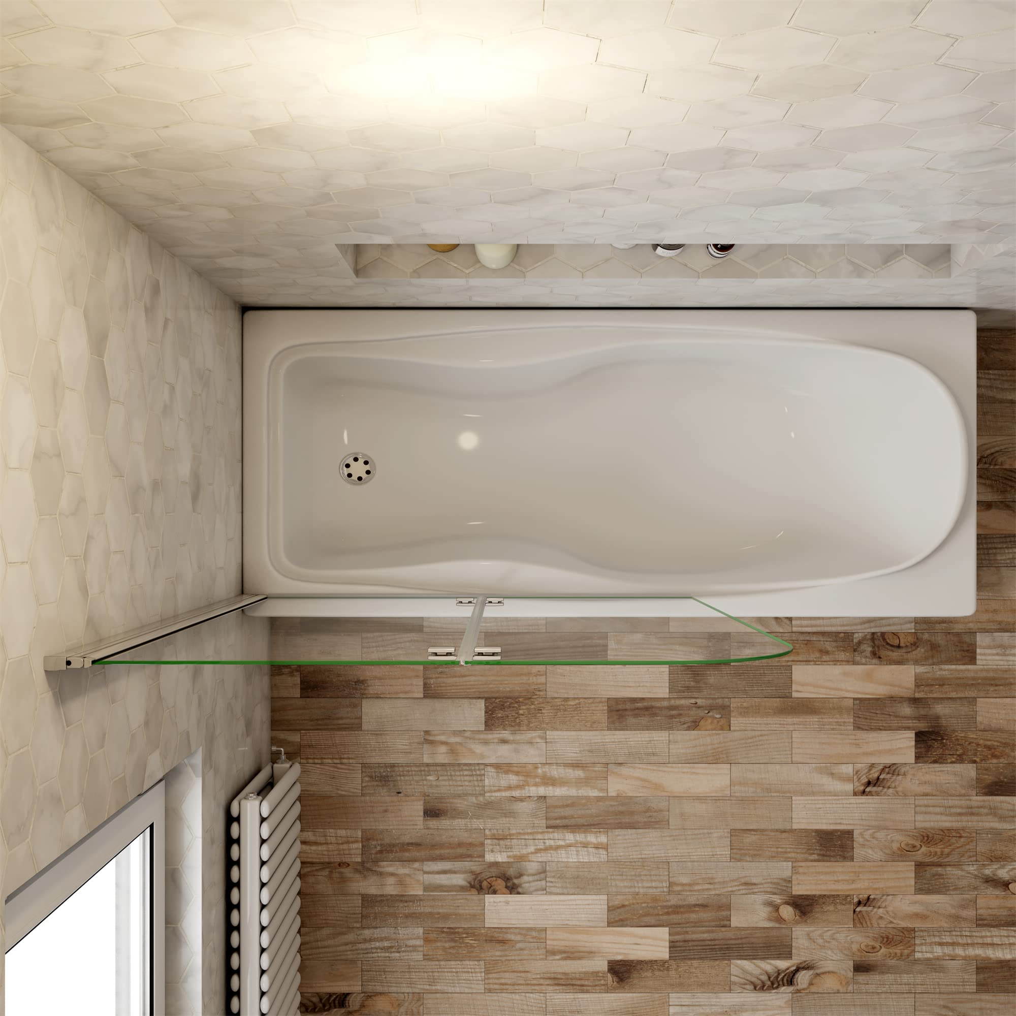 Mampara Ducha para Bañera - Abatible 2 Hojas - Cristal Templado 6mm - Plegable - (980-1000) X1400mm