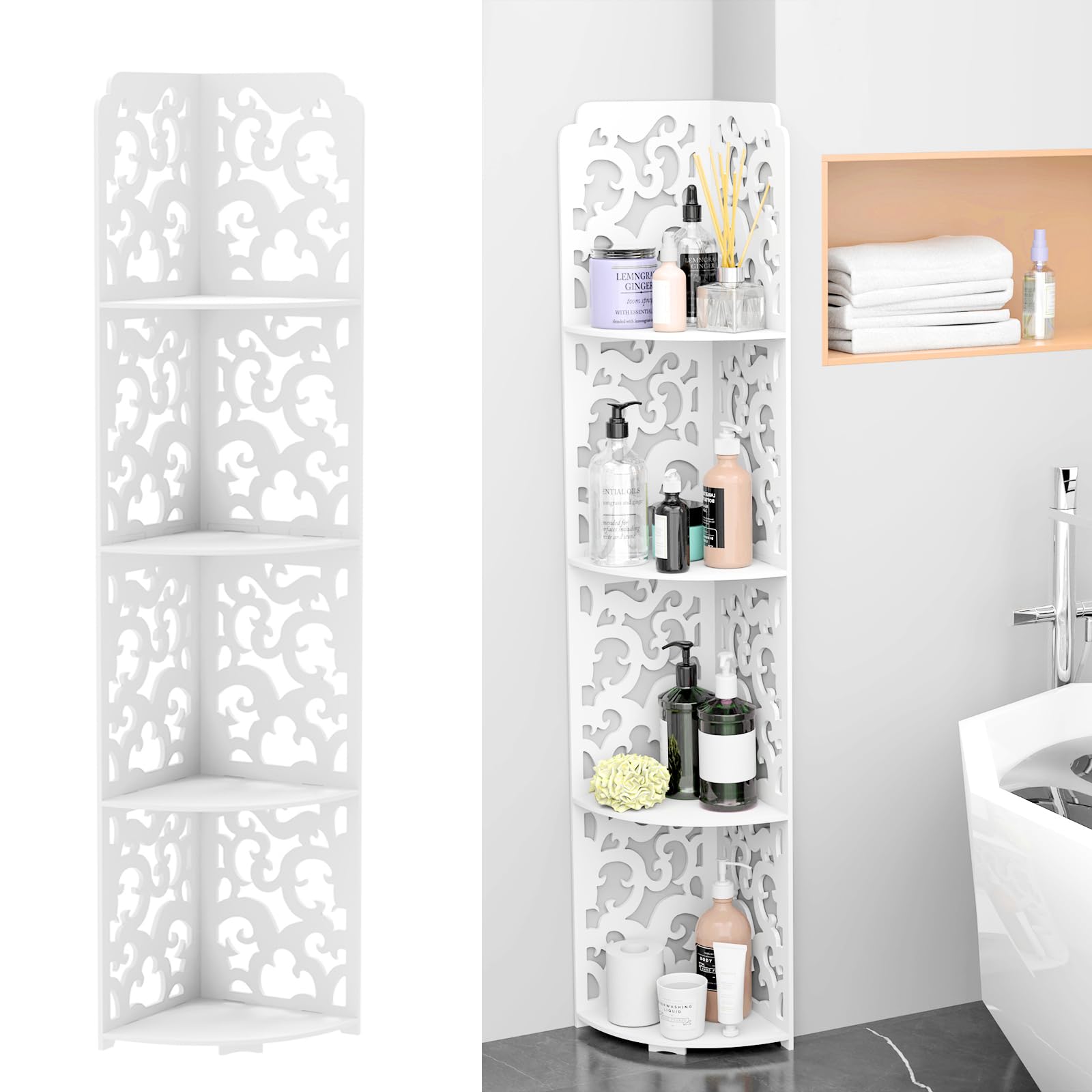 Waterproof 4 Tier Bathroom Corner Shelves Free Standing PVC Shower Caddy