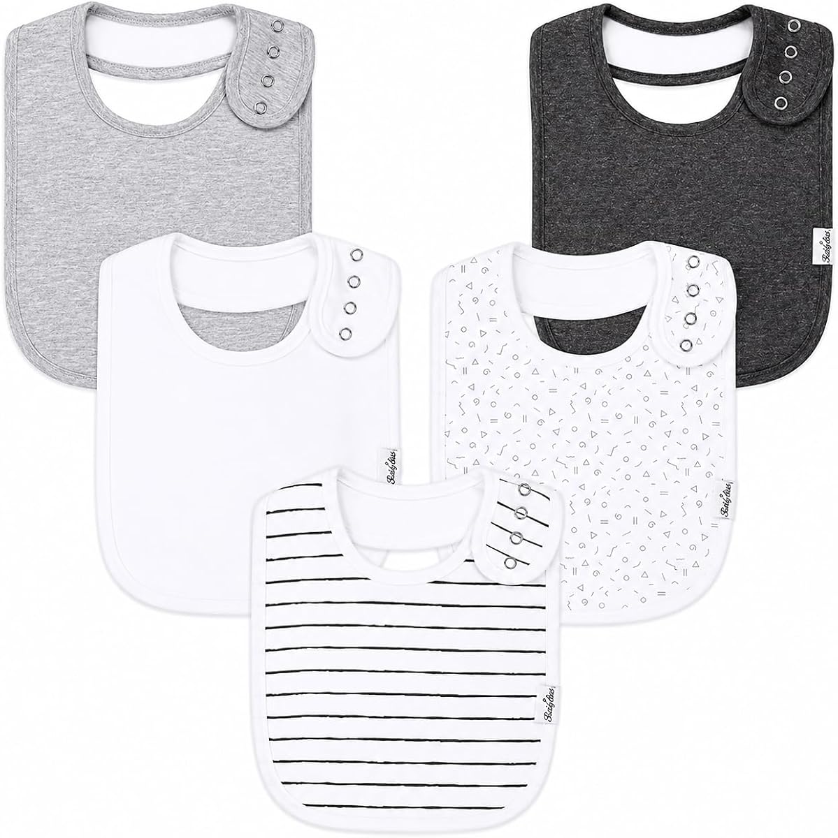 Baberos para bebés | Paquete múltiple de baberos de algodón orgánico, baberos ajustables absorbentes suaves para niños y niñas
