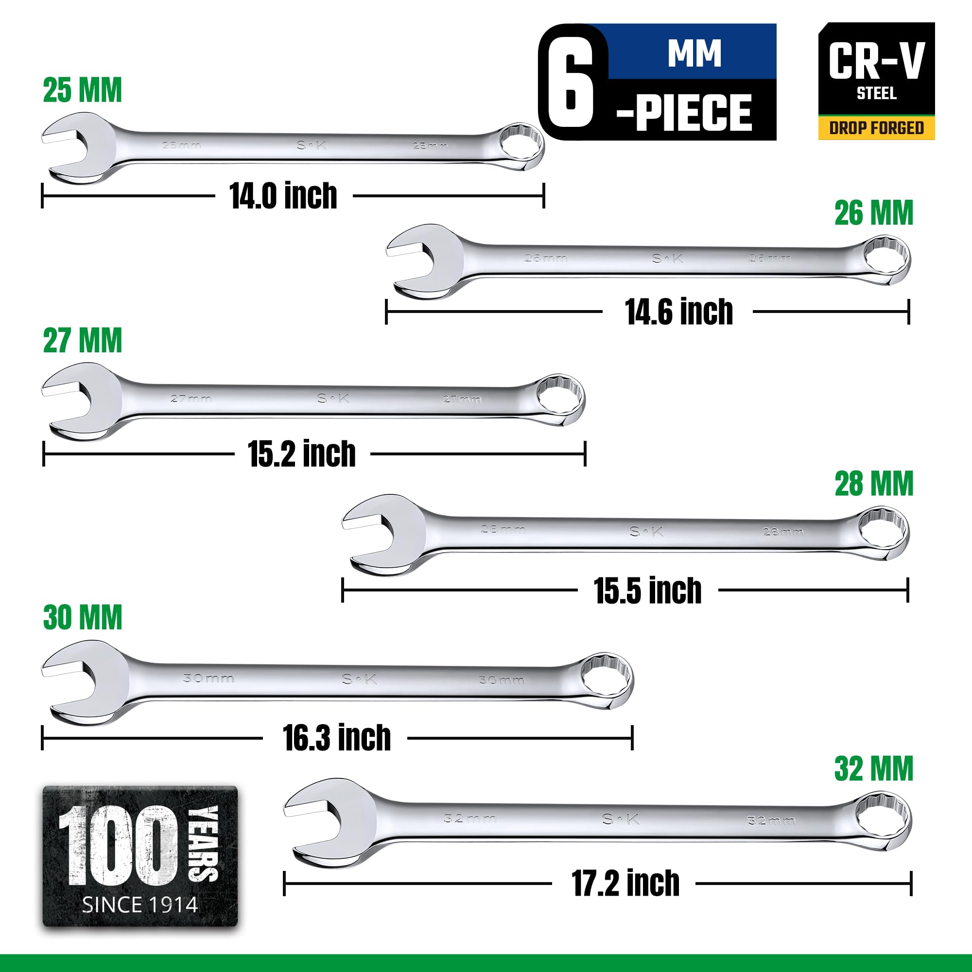 SK Combination Wrench Set - Metric 25-32mm -3