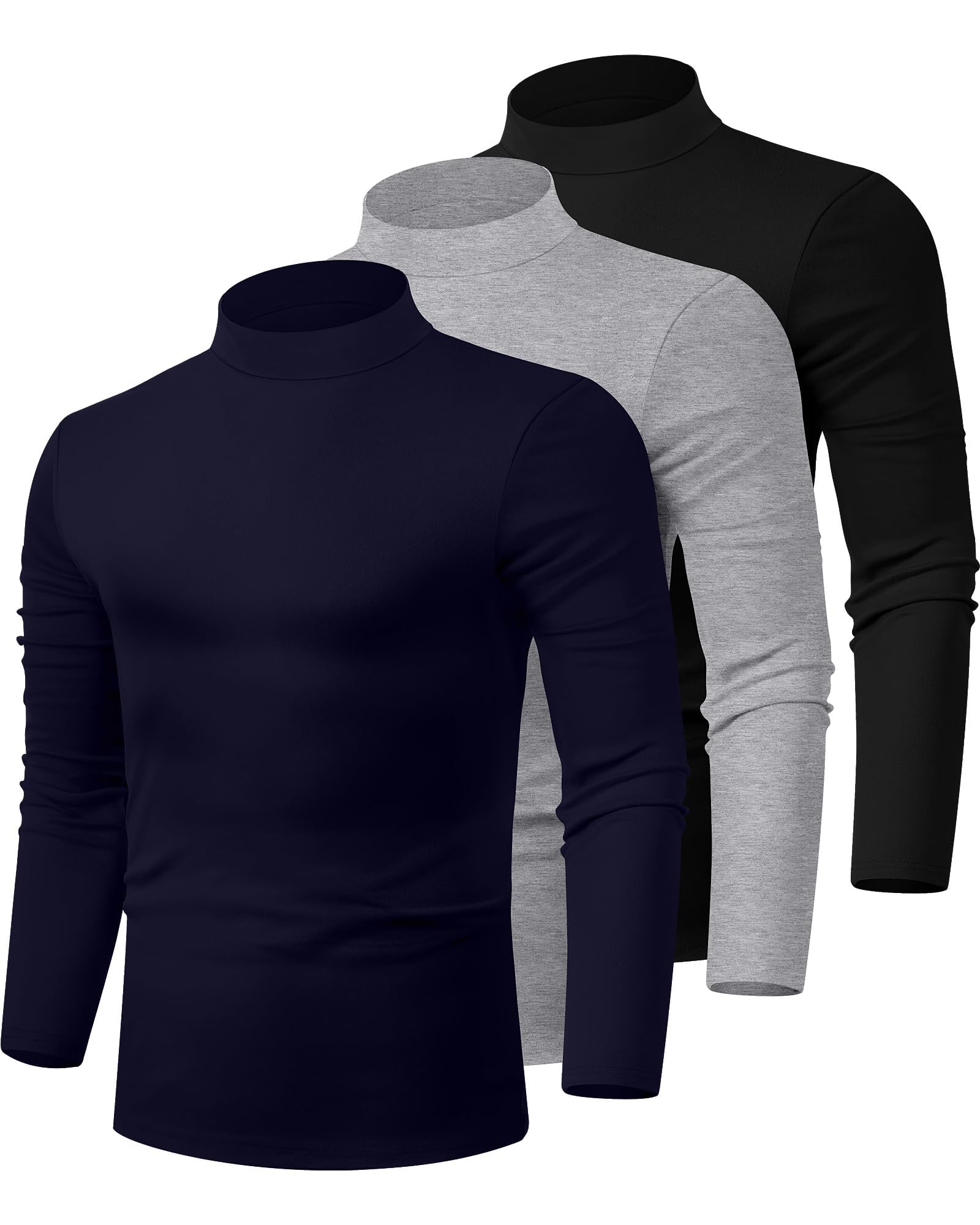 Riyiper Men's Mock Neck Turtleneck 3-Pack
