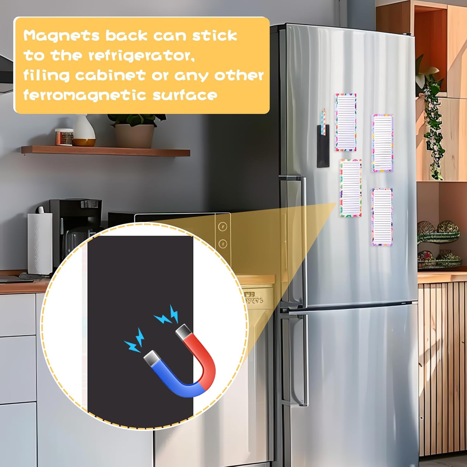 Thboxes 4 Pack 200 Sheets Magnetic Notepads for Fridge with Pen Holder image 5
