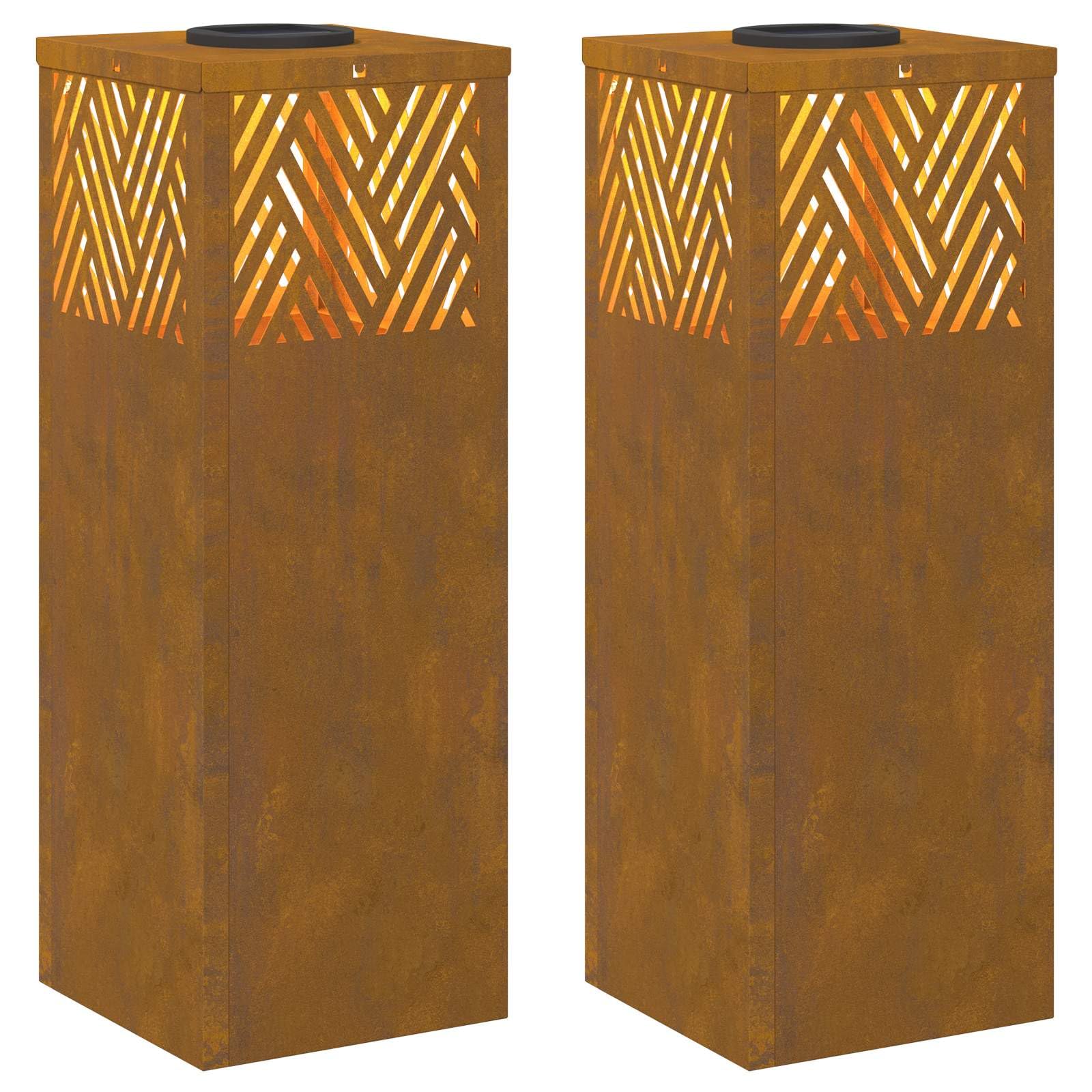 vidaXL Solar LED Pathway Light 2 pcs Corten Steel Corten Steel, Garden and Terrace, Rectangular, Modern, Durable Design, Functional Spaces for Outdoor Relaxation and Enjoyment, Versatile Use — image 1