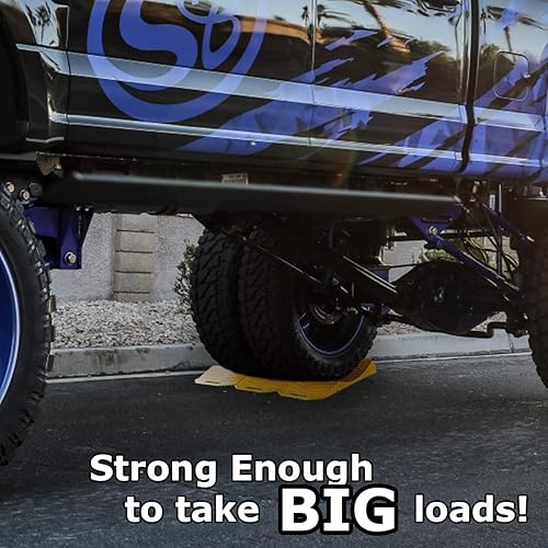 Miniatura 14 de VaygWay Rampas ahorradoras de neumáticos de automóvil, paquete de 4 para almacenamiento, rampas de viaje portátiles altamente visibles