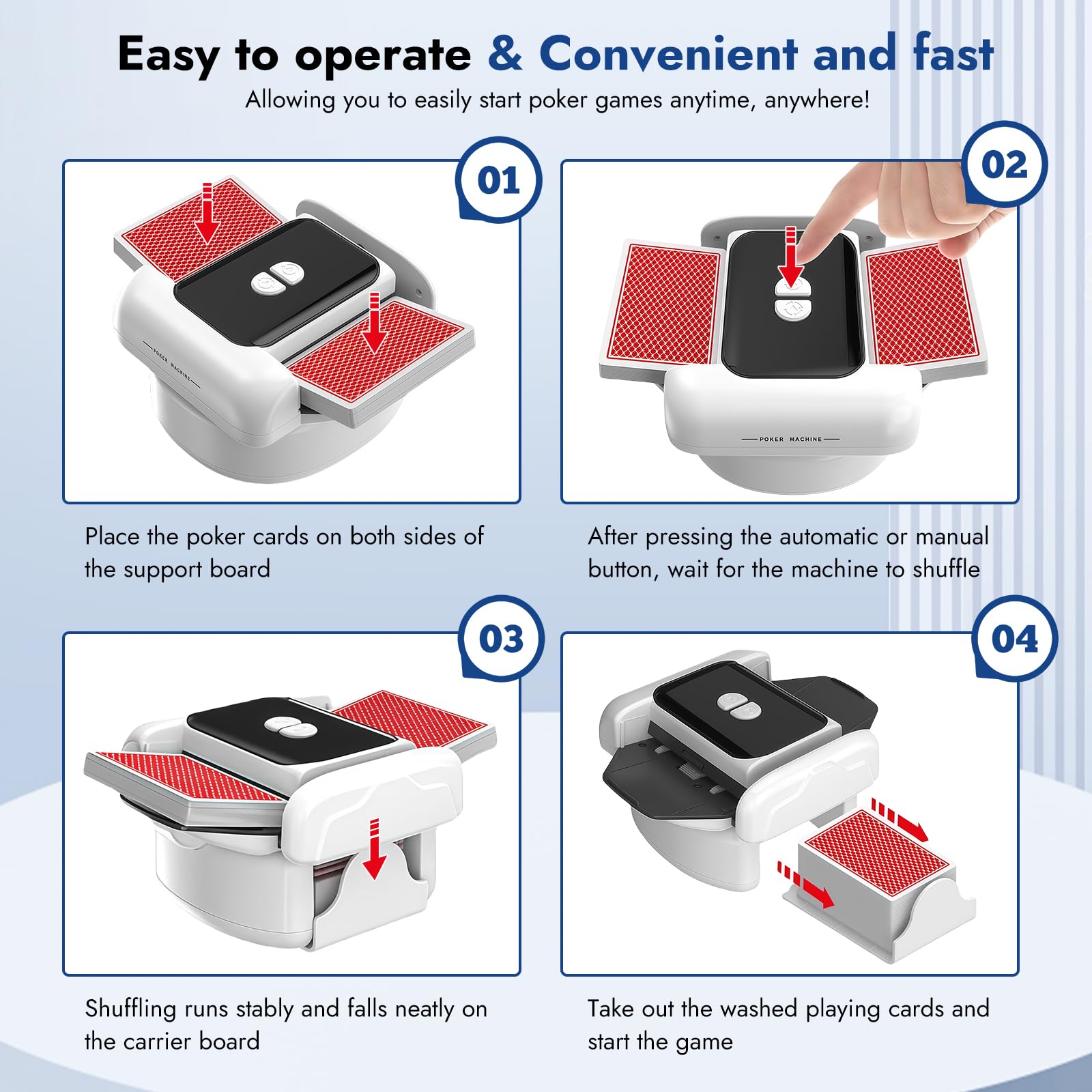 Mescolatore Carte da Gioco,Mischia Carte Automatico per 1-2 Mazzi,Card shuffler,modalità Auto e Manuale,Mixer Automatico,per Carte di Diverse Dimensioni