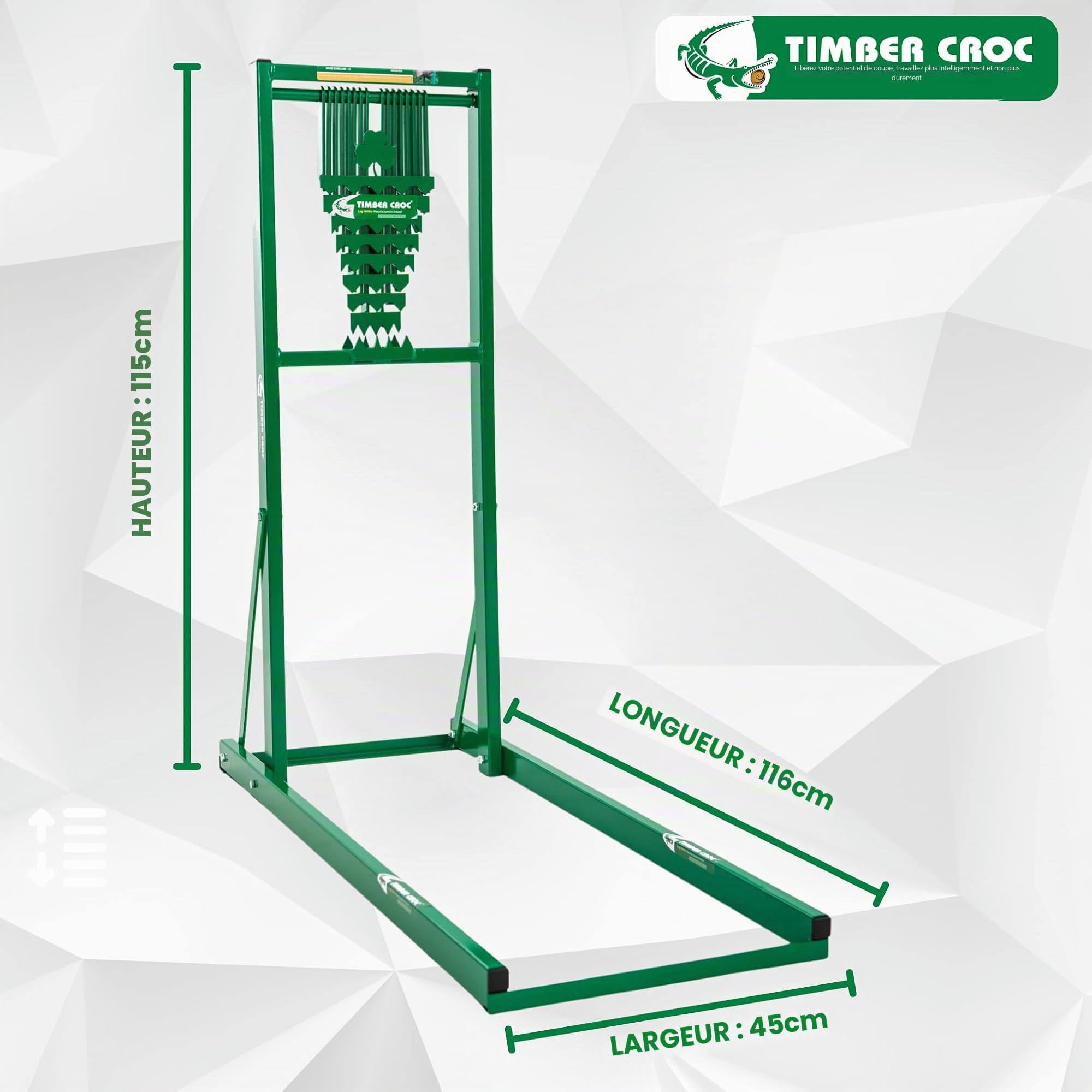 Chevalet de sciage pour bûches réglable en acier | Support de coupe de bûches | Tréteau de tronçonneuse | Capacité de levage +200 kg