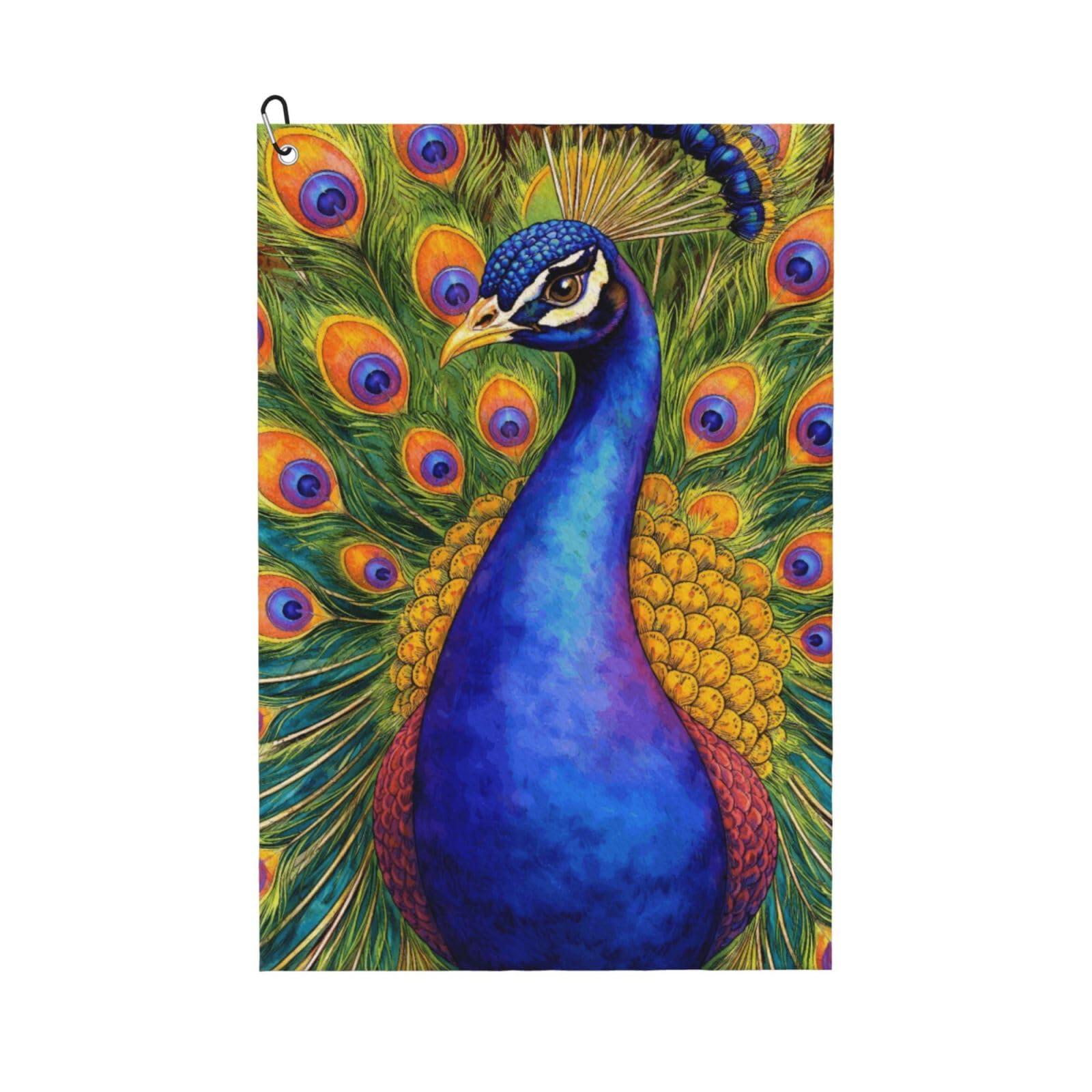 Oudrspo Gorgeous and Dreamy Peacock Multi-Functional Golf Towel | Absorbent Quick Drying 16x24in