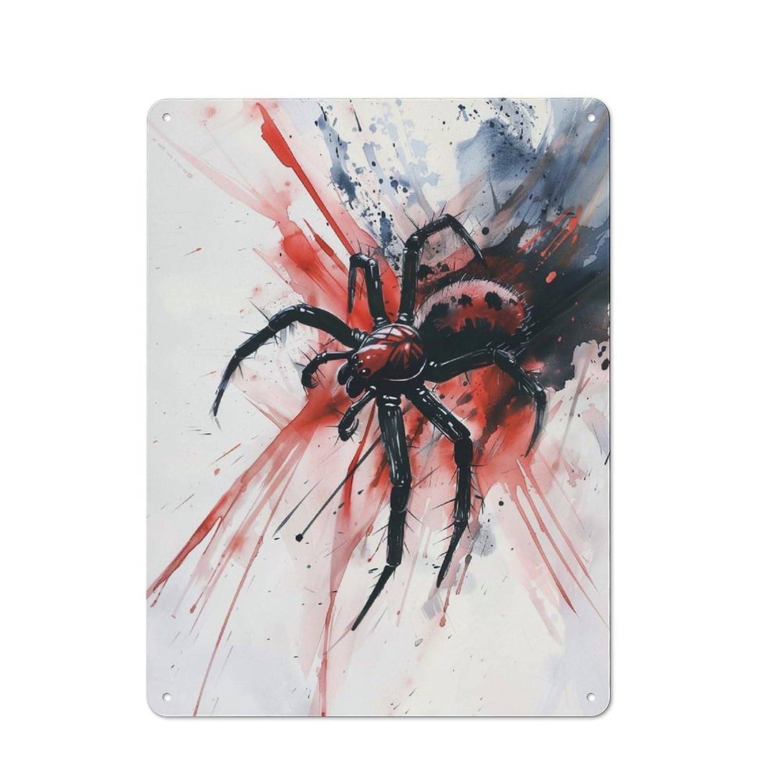 Watercolor Spider Art Rustic Tin Sign 40x30cm for Café Or Home Bar, Suited to Hospitality Decor Collectors