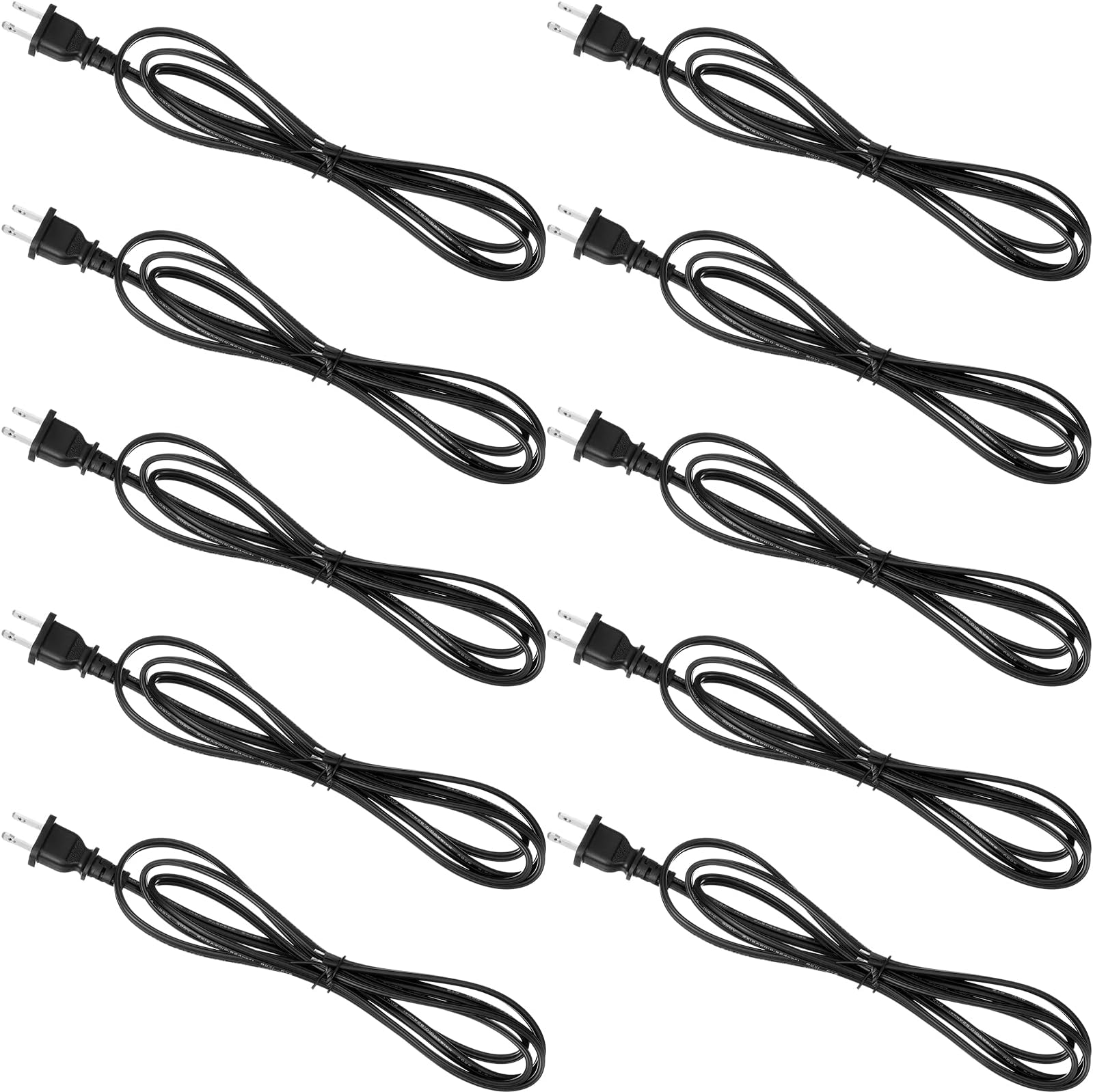 10 Pack Lamp Cord Set - 6 Feet Black, With Molded Plug & Toggle Cord Replacement, Ready For Wiring & DIY Repairing