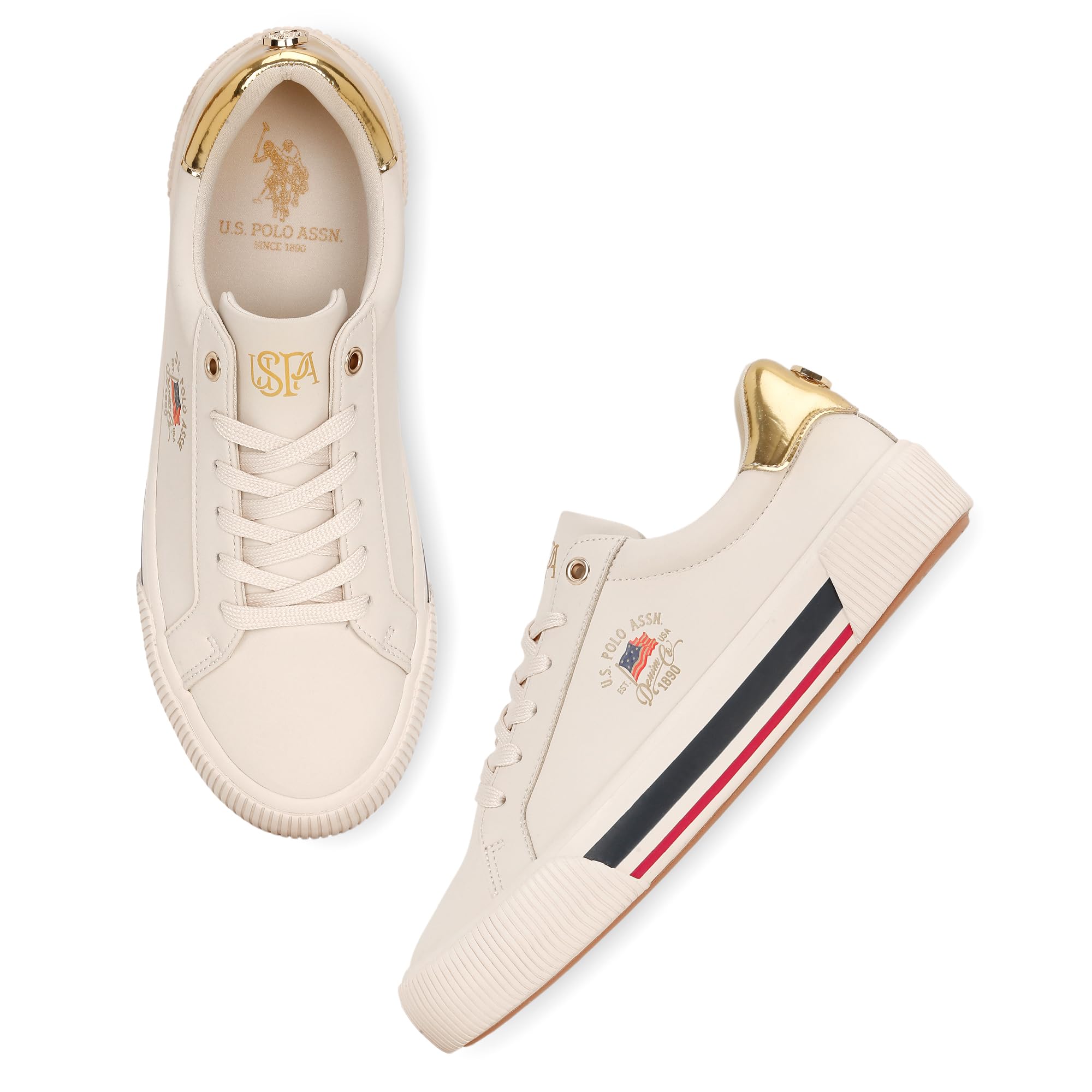 U.S Polo Assn. Women Beverly 3.0 Solid Brand Logo Printed Sneakers