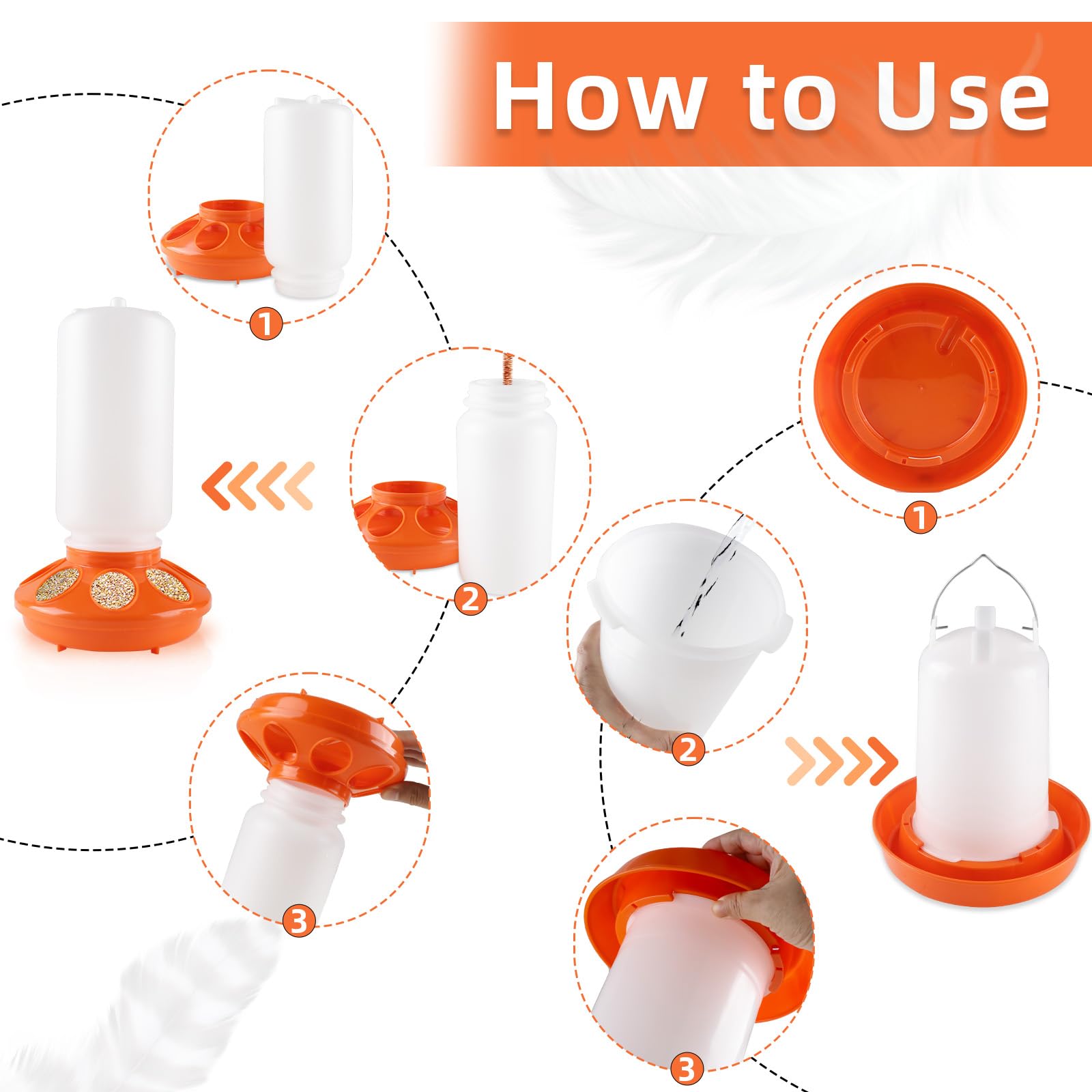 TINSKY 5-Pack Chick Feeder & Waterer Set - Baby Chicken Brooder Starter Kit