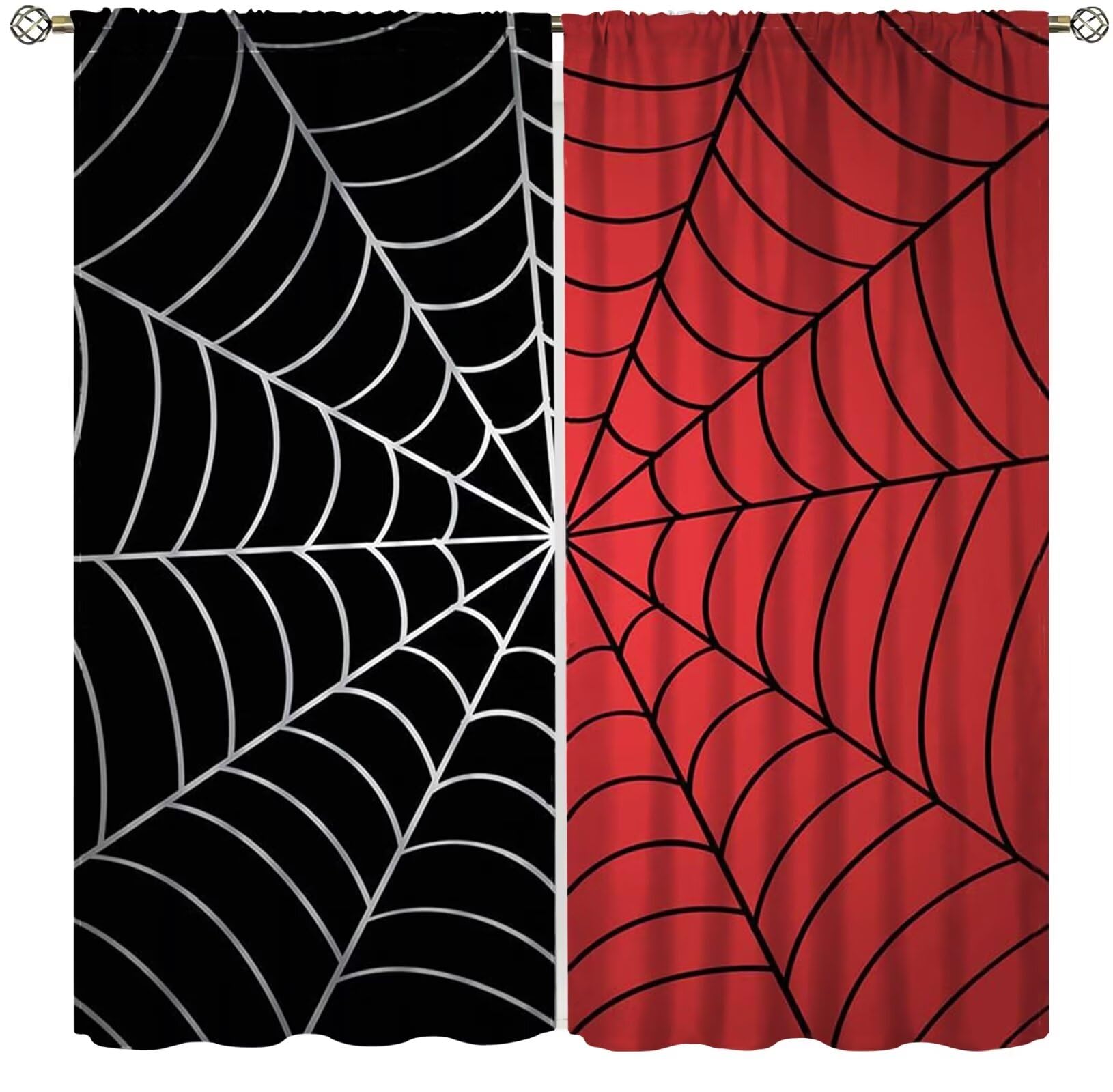 Yearn Jear Super Hero Curtains for Boys Girls Kids Teens Home Decor, Baby Red Black Spider Web Drapes Window Curtain for Bedroom Living Room, 42 x 45 Inch Decor โ image 1