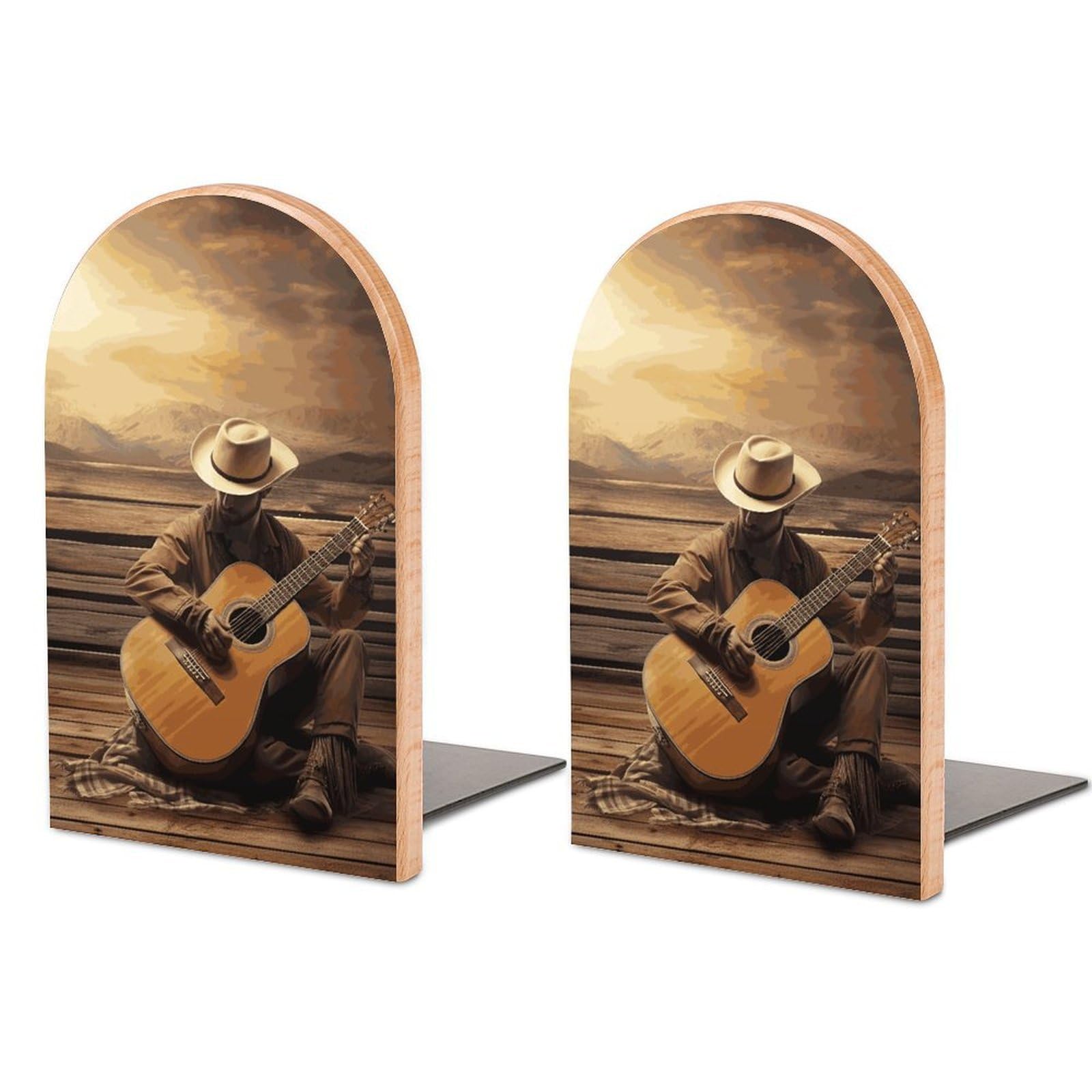 Western Music Bookend Modern Bookends for Shelves Non-Skid Book Holder Heavy Duty Metal Book Storage for Books CDs Decorative Book Stopper for Home