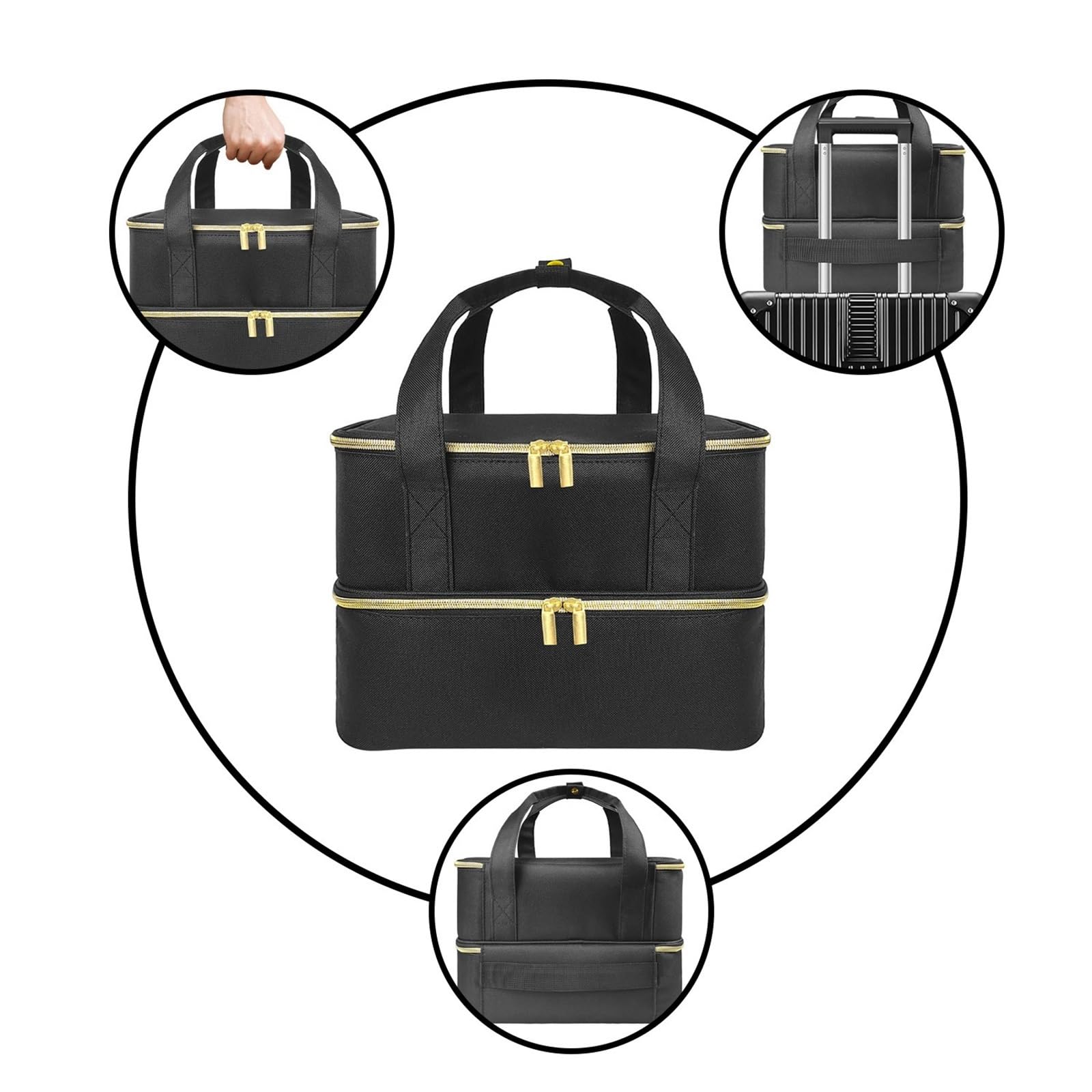 Porta Smalti Valigetta Unghie Borsa Portaoggetti For Smalto A 2 Strati Con Tasca Superiore For Nail Art Borsa Viaggio