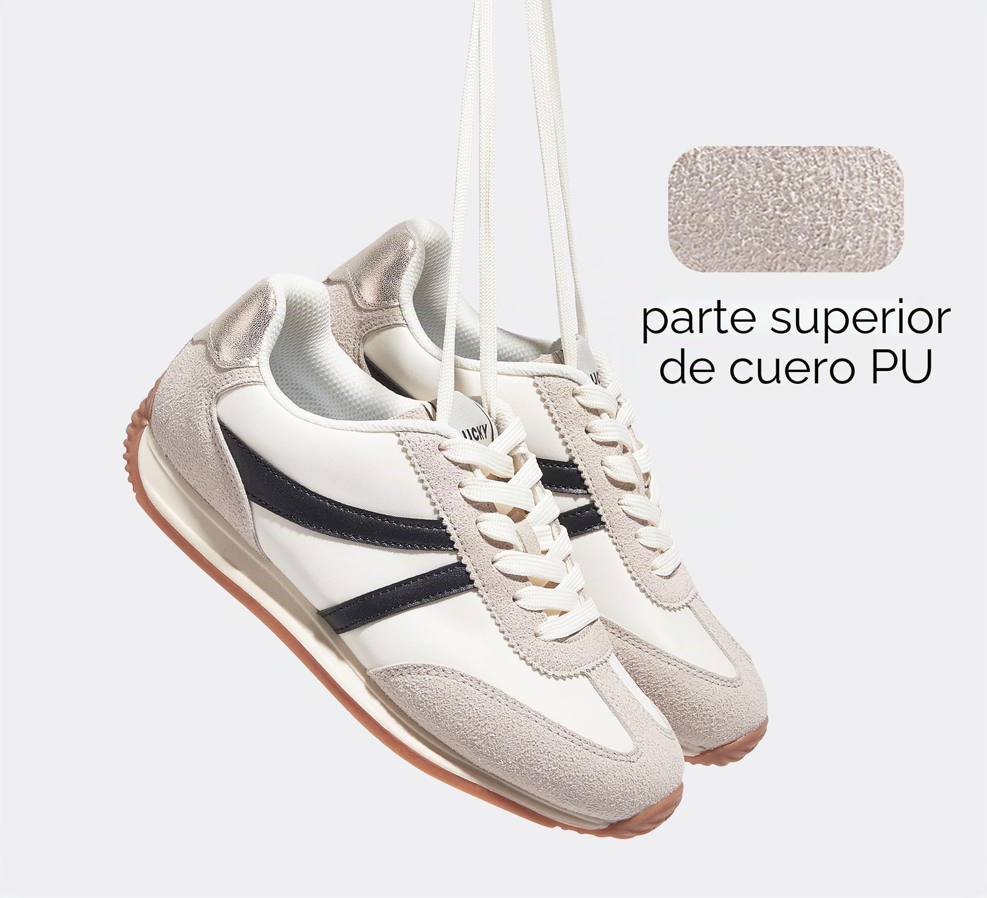 LUCKY STEP Zapatillas Deportivas Retro para Mujer - Suela Antideslizante y Interior Transpirable, Zapatos Ligeros de Ocio para el Día a Día y Paseos Urbanos