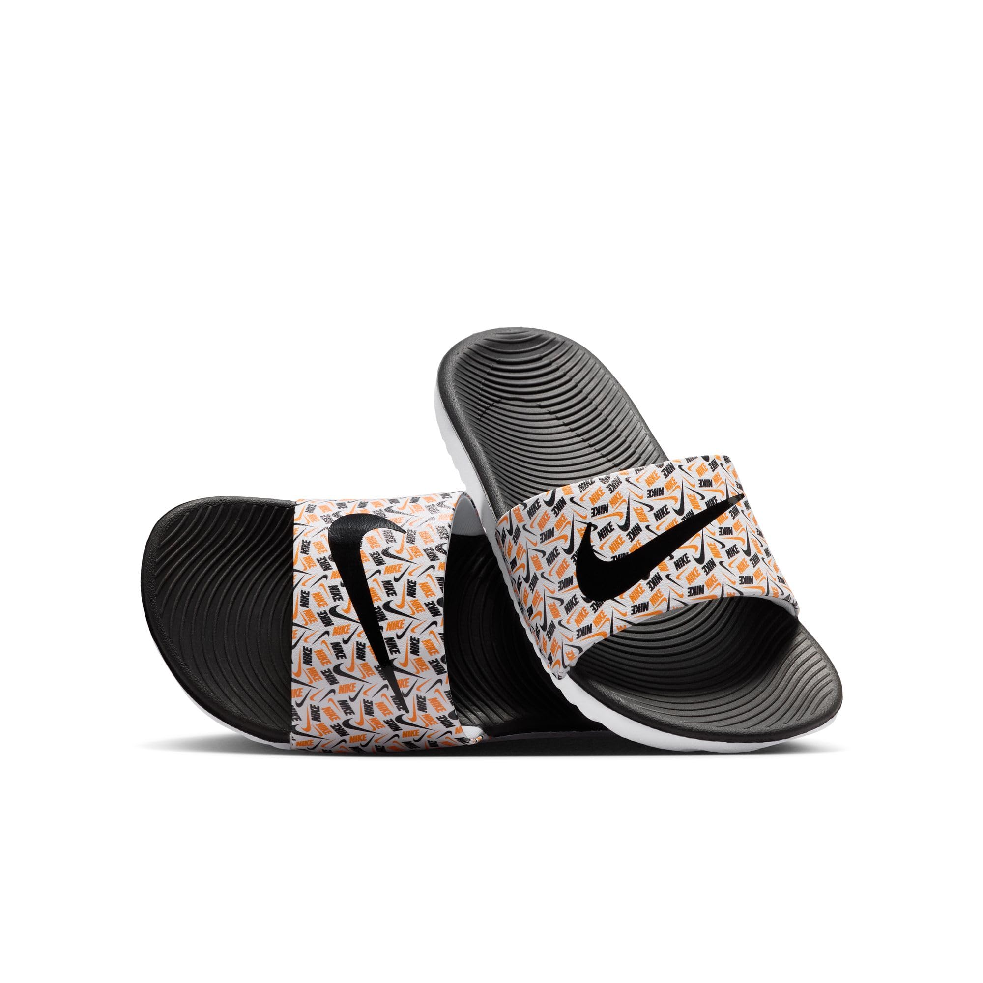 Nike Baby/Toddler Kawa Slides, White/Black-Total Orange, 10C
