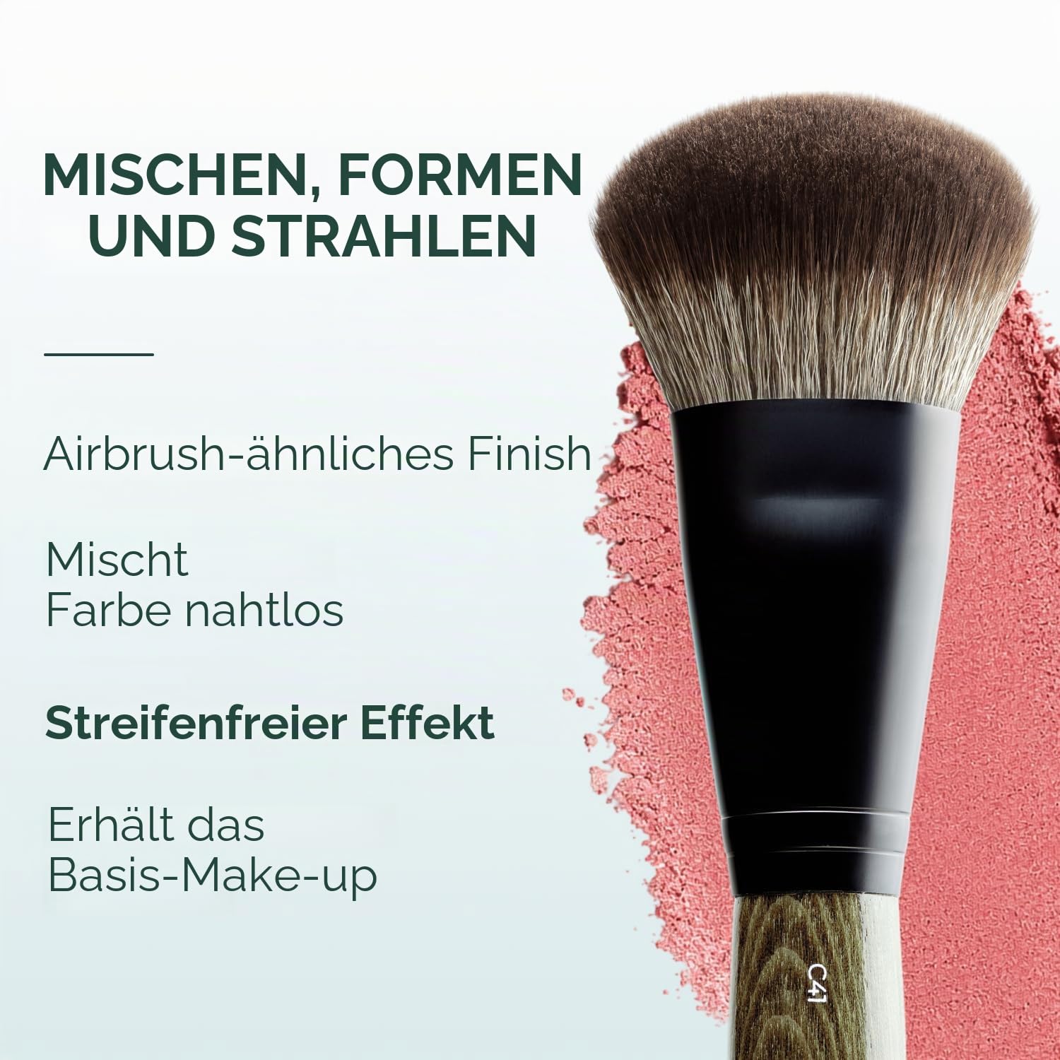 Rose and Ben Beauty Rouge-Pinsel, professioneller Pinsel für makelloses Make-up, abgewinkelt, fusselfrei und tierversuchsfrei, für gepresste, Puder- und Cremekosmetik